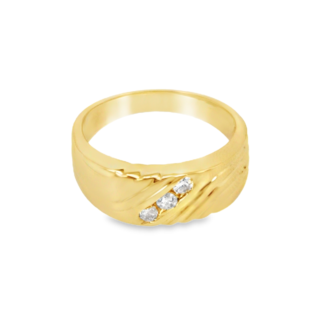 14K Yellow Gold Men's Triple Diamond Ring 11002292 | Shin Brothers*