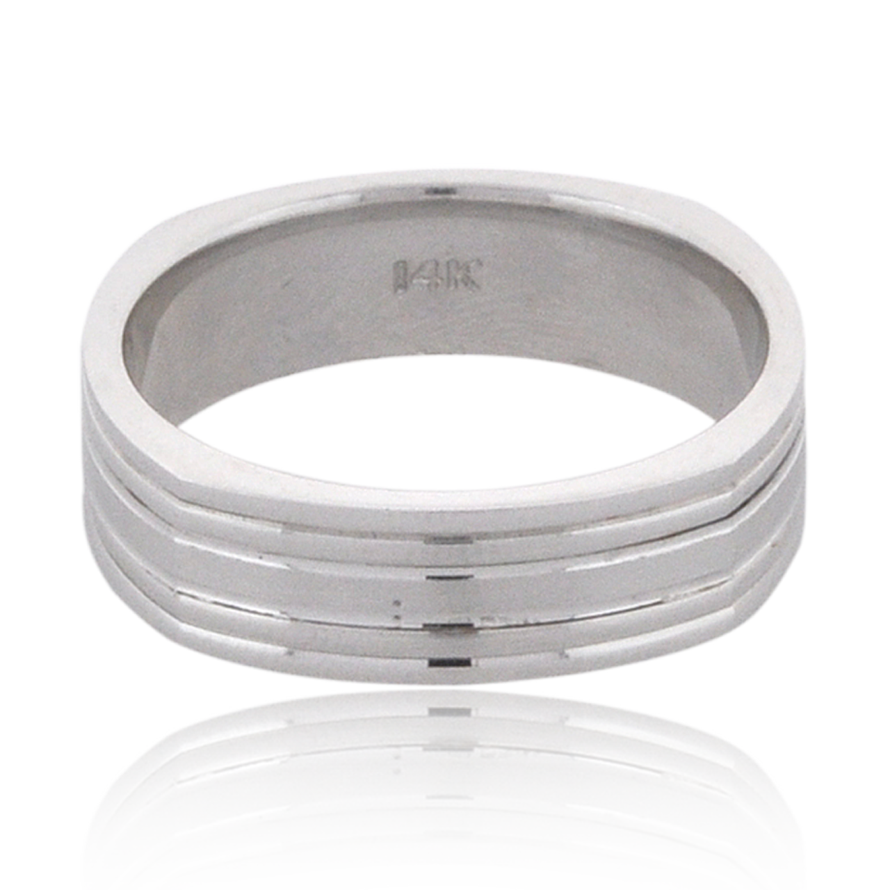 14K White Gold 6mm Textured Band 10016163 | Shin Brothers*