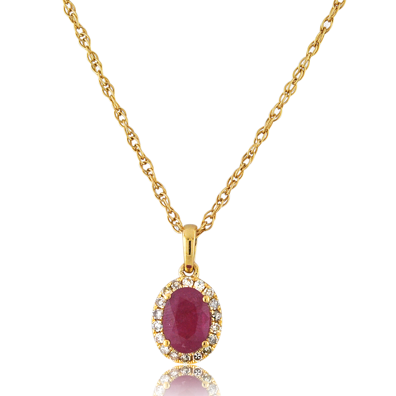 14K Yellow Gold Oval Ruby Charm with Diamonds 52002152 | Shin Brothers* 14K Yellow Gold Oval Ruby Charm with Diamonds 52002152 | Shin Brothers*