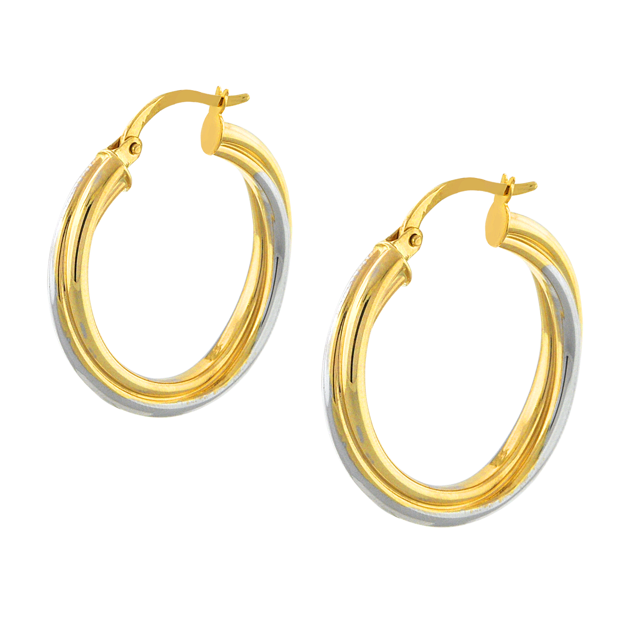 14K Two Tone Gold Twisted Hoop Earrings 40002873 | Shin Brothers* 14K Two Tone Gold Twisted Hoop Earrings 40002873 | Shin Brothers*