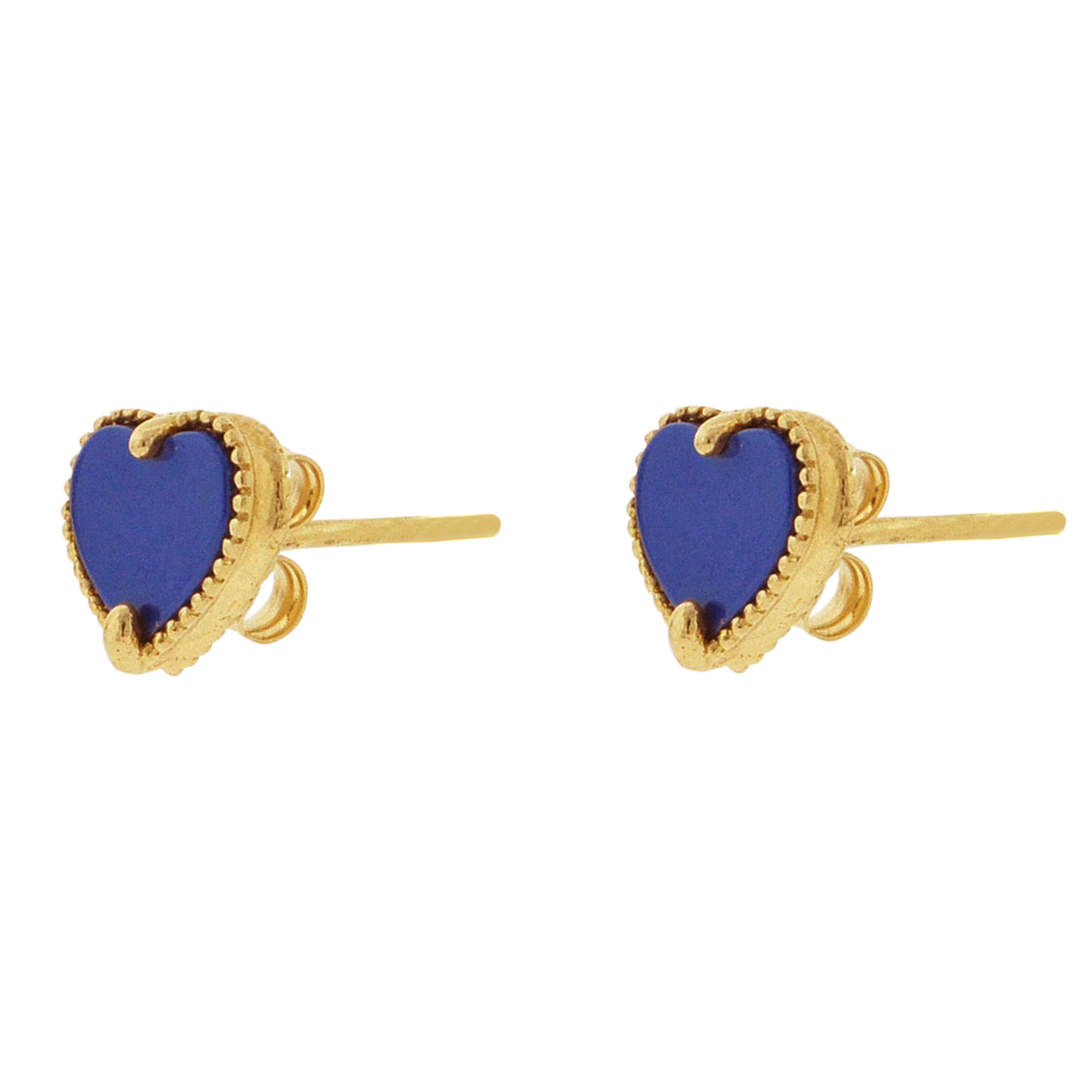 14K Yellow Gold Lapis Lazuli Heart Stud Earrings 42003175 | Shin Brothers* 14K Yellow Gold Lapis Lazuli Heart Stud Earrings 42003175 | Shin Brothers*