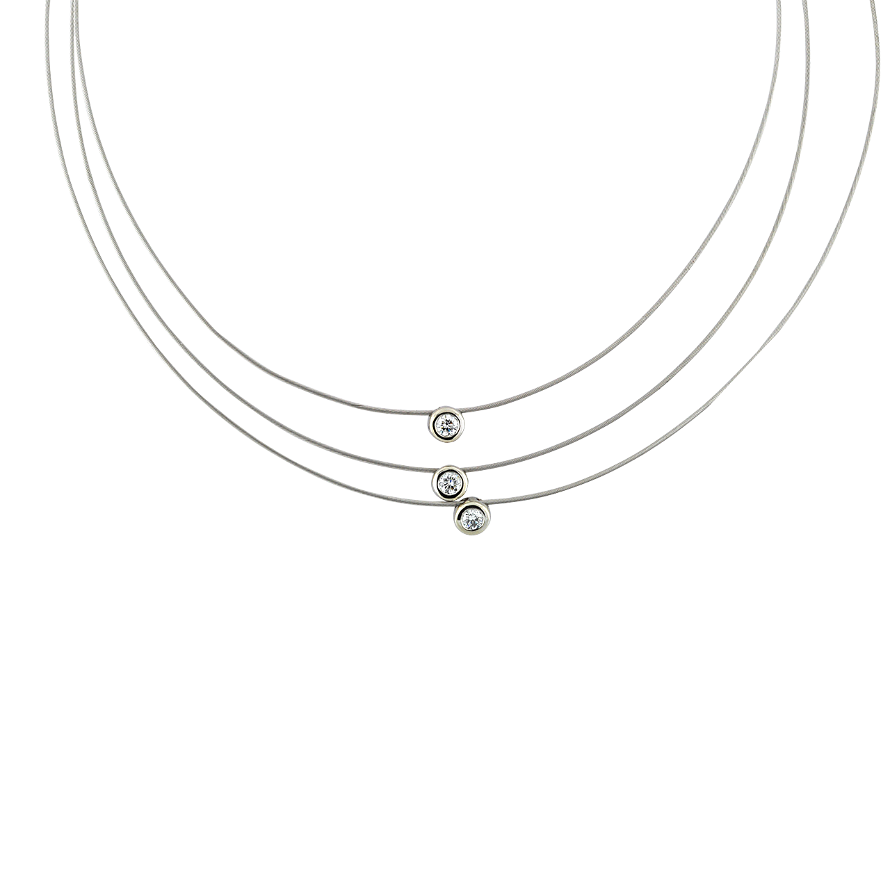 14K White Gold Three Strand Diamond Chocker Necklace 31000167 | Shin Brothers* 14K White Gold Three Strand Diamond Chocker Necklace 31000167 | Shin Brothers*