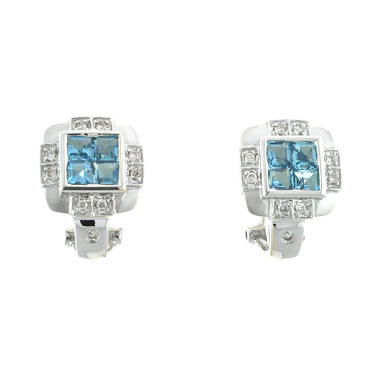 14K White Gold Blue Topaz / Diamond Earrings 42003206 | Shin Brothers* 14K White Gold Blue Topaz / Diamond Earrings 42003206 | Shin Brothers*