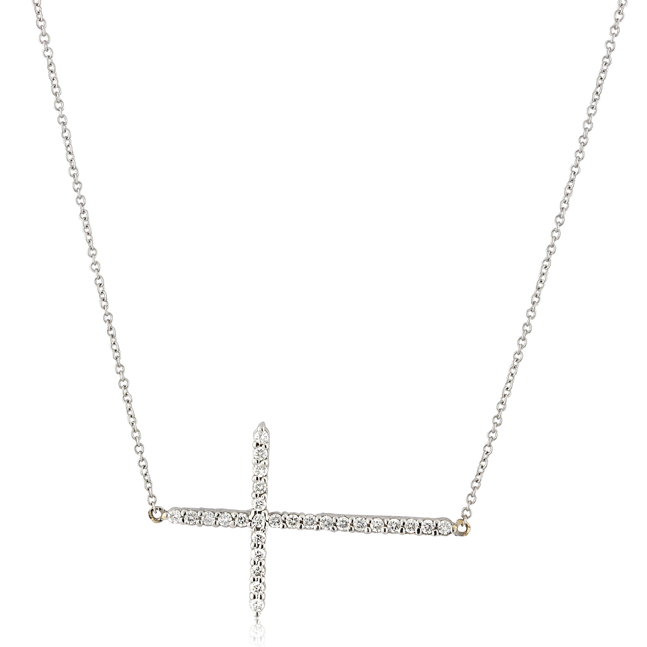 14K White Gold Diamond Cross Necklace 31001038 | Shin Brothers* 14K White Gold Diamond Cross Necklace 31001038 | Shin Brothers*