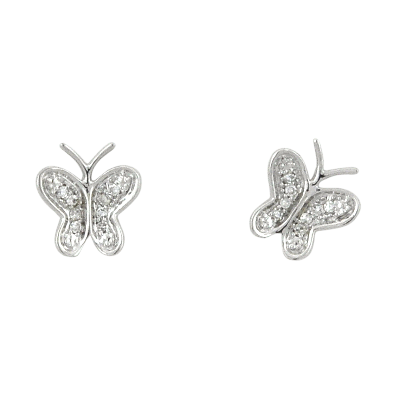 14K White Gold Diamond Butterfly Stud Earrings 41002472 | Shin Brothers* 14K White Gold Diamond Butterfly Stud Earrings 41002472 | Shin Brothers*