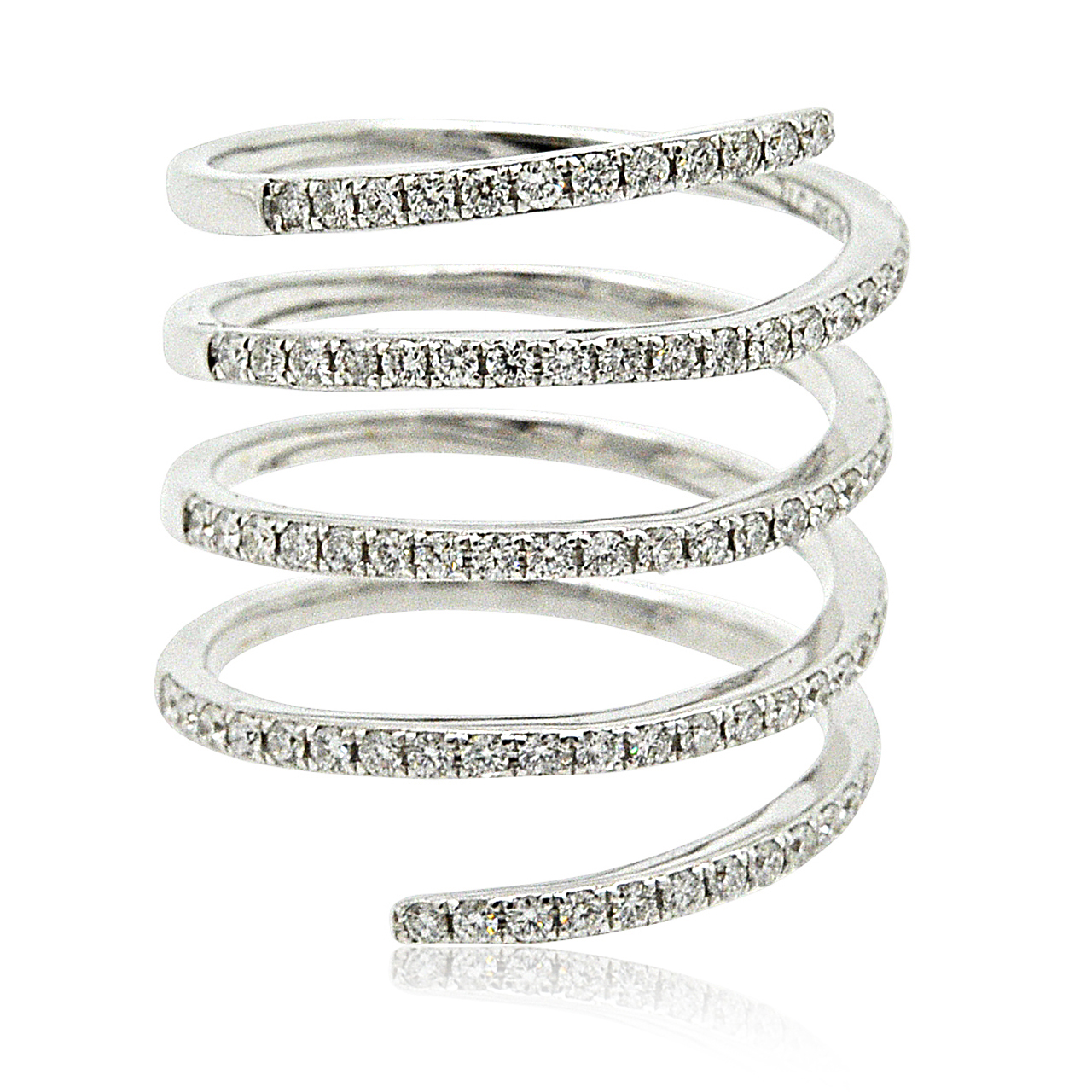 18K White Gold Diamond Spiral Ring 11005865 | Shin Brothers**