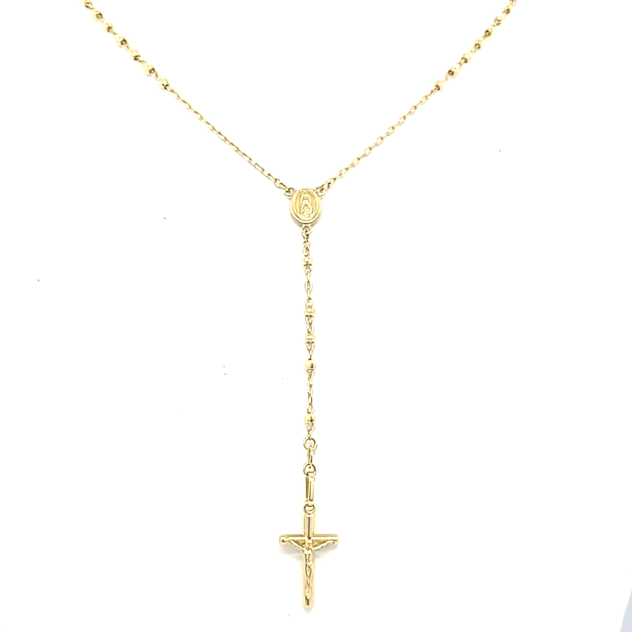 14K Yellow Gold 24" Rosary Bead Cross Chain 30003779 | Shin Brothers* 14K Yellow Gold 24" Rosary Bead Cross Chain 30003779 | Shin Brothers*