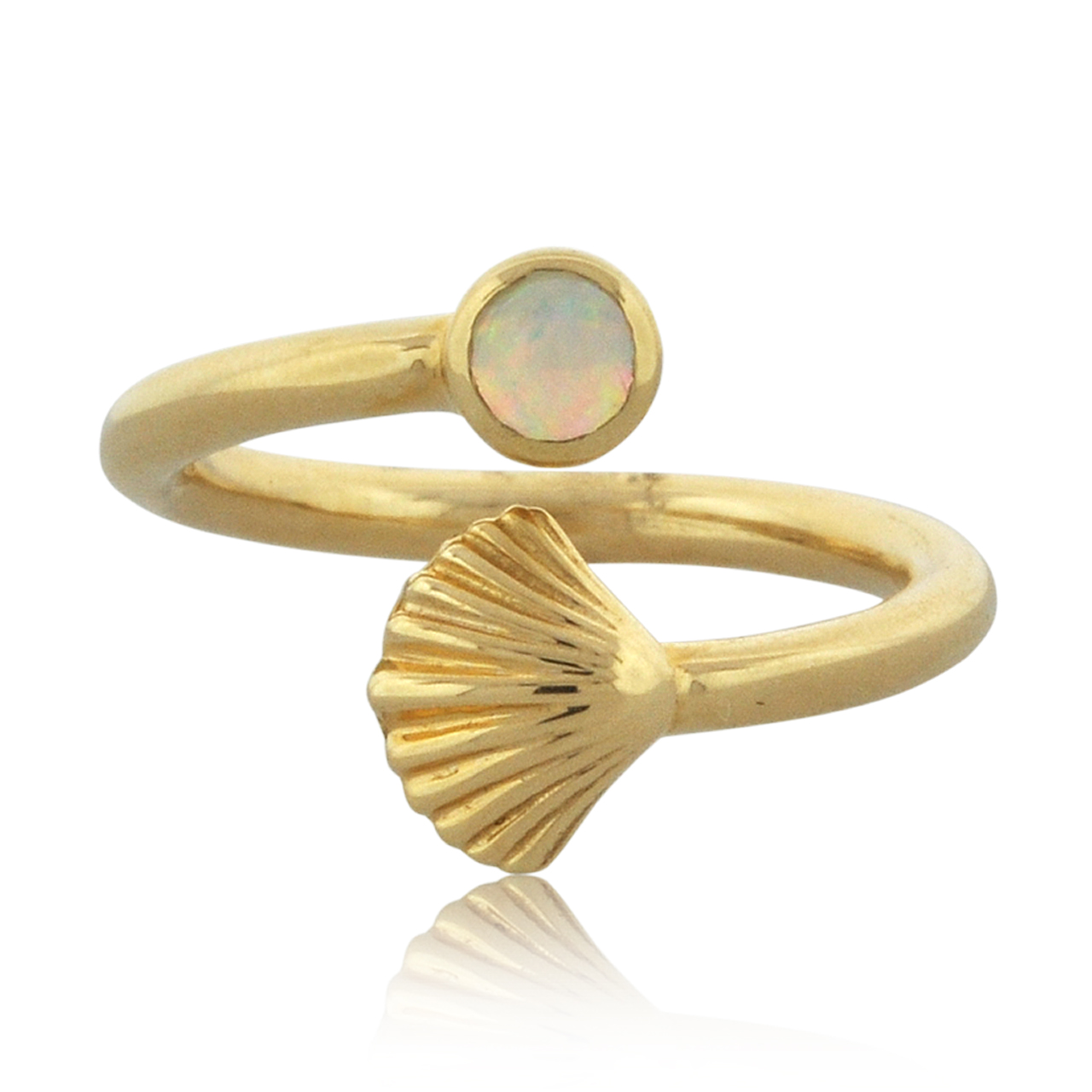 14K Yellow Gold Opal Seashell Ring 12002827 | Shin Brothers* 14K Yellow Gold Opal Seashell Ring 12002827 | Shin Brothers*