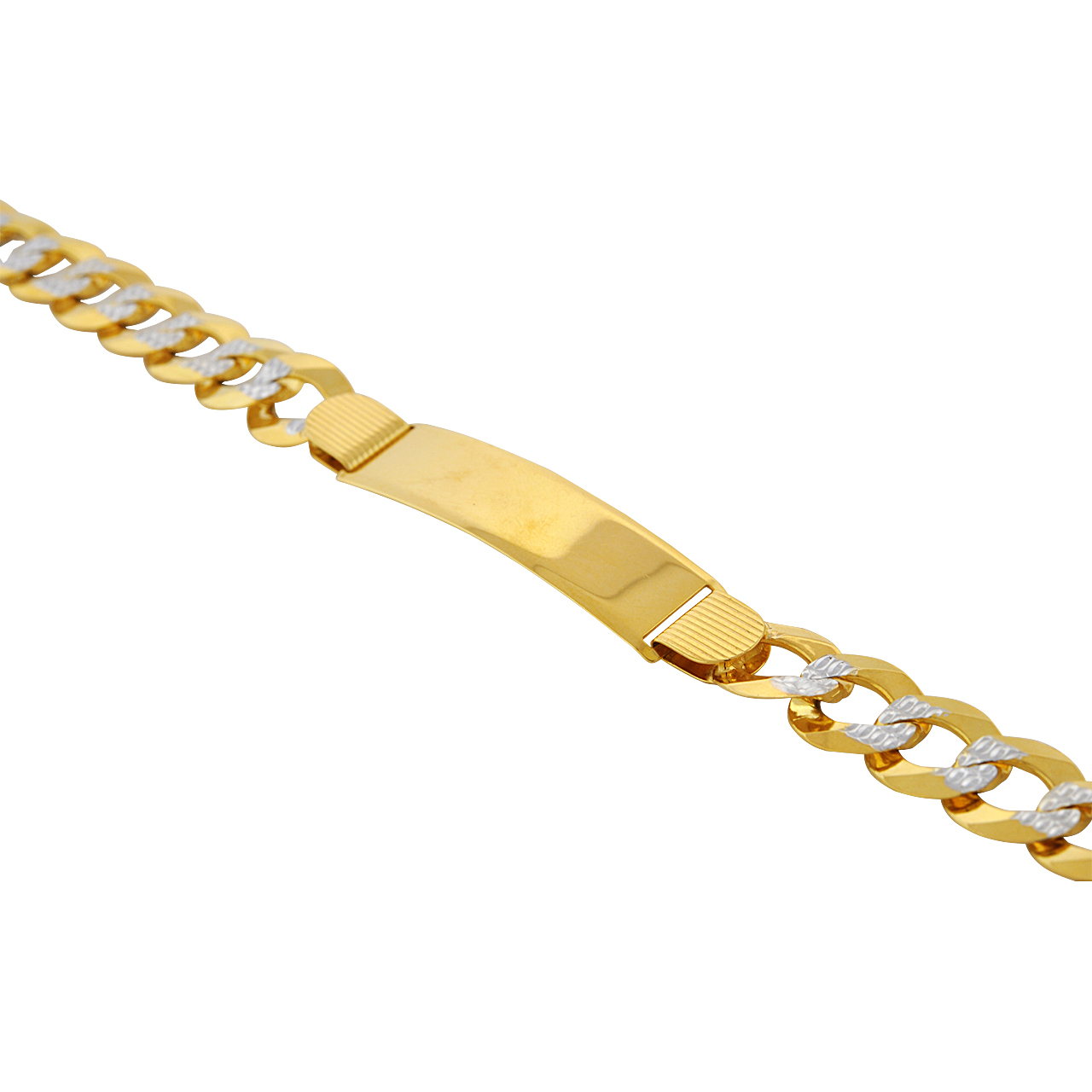 14K Two Tone Gold Cuban Engravable Bracelet 20001754 | Shin Brothers* 14K Two Tone Gold Cuban Engravable Bracelet 20001754 | Shin Brothers*