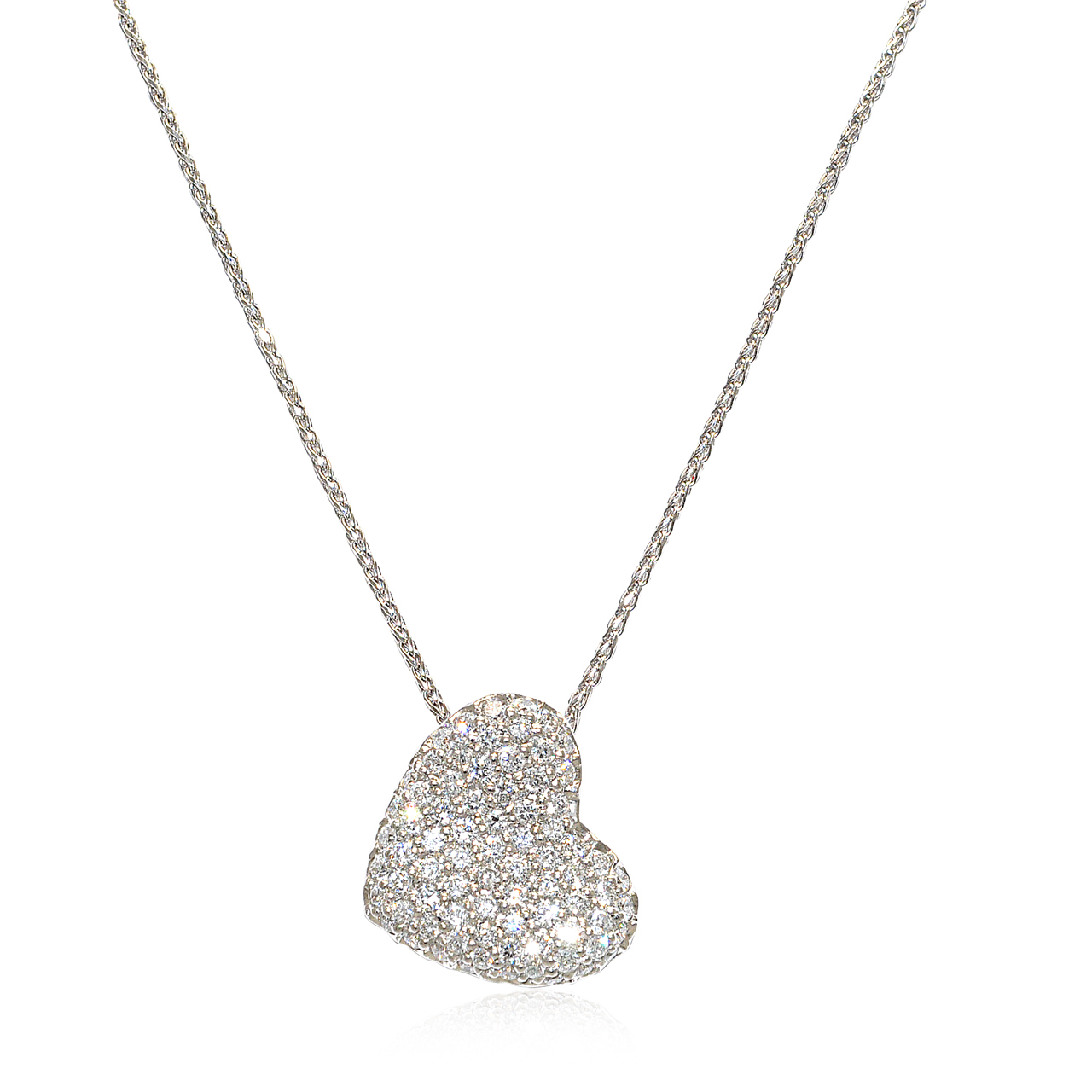 14K White Gold Pavé Diamond Heart Necklace 31000799 | Shin Brothers*