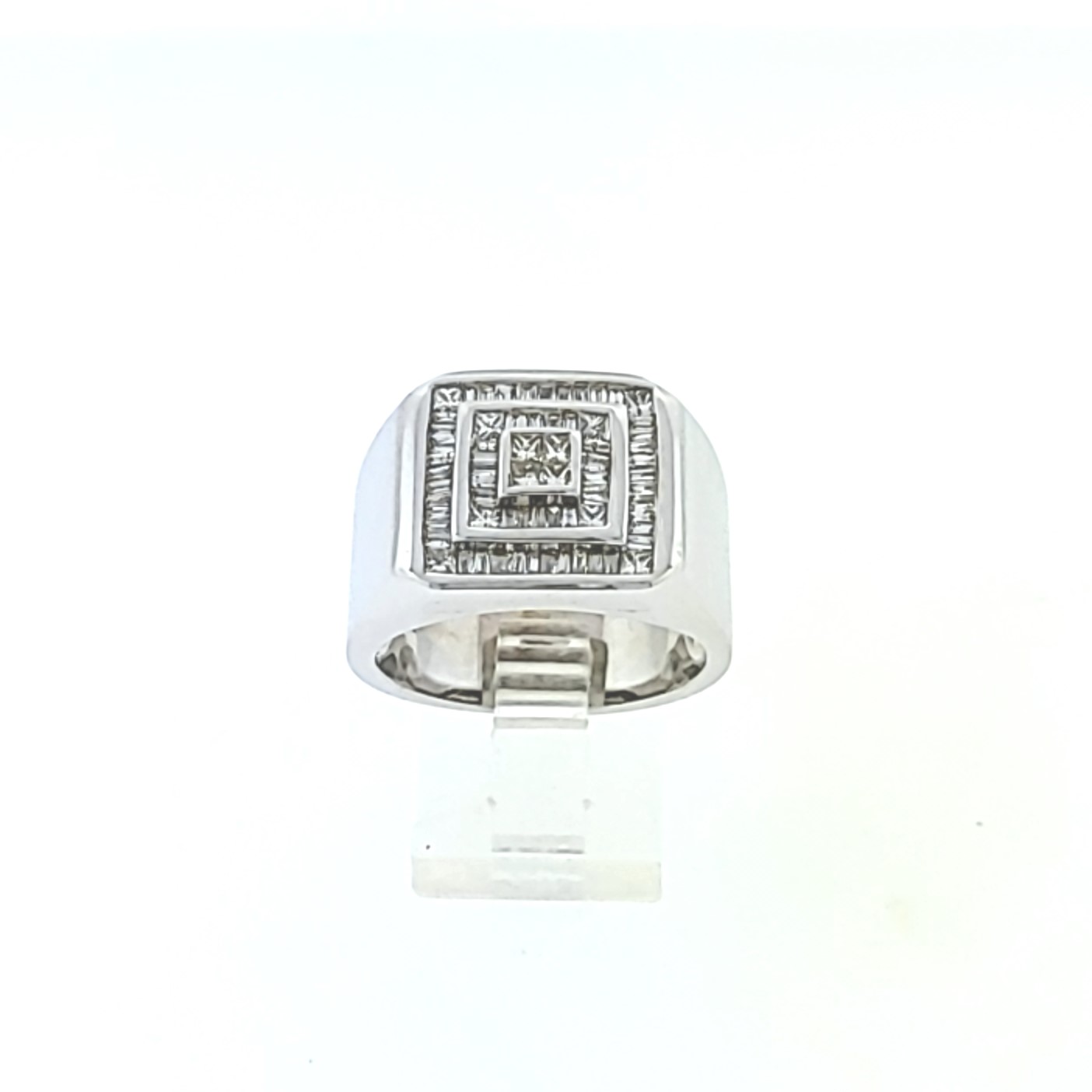 14K White Gold Men's .96 ctw Diamond Square Ring 11006474 | Shin Brothers*