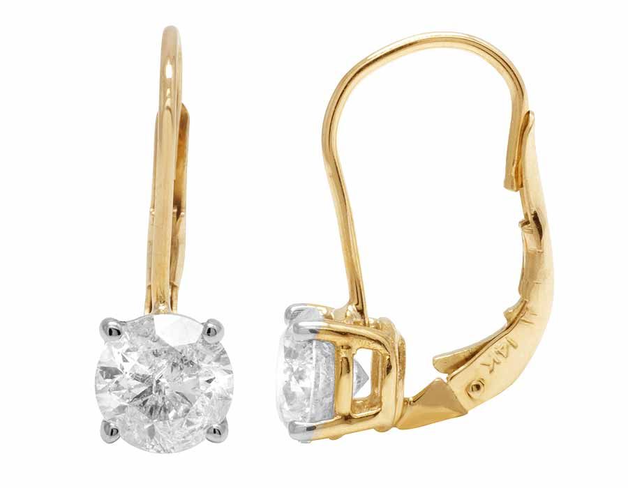 14K Yellow Gold Diamond Lever Back Earrings 41002475 | Shin Brothers* 14K Yellow Gold Diamond Lever Back Earrings 41002475 | Shin Brothers*