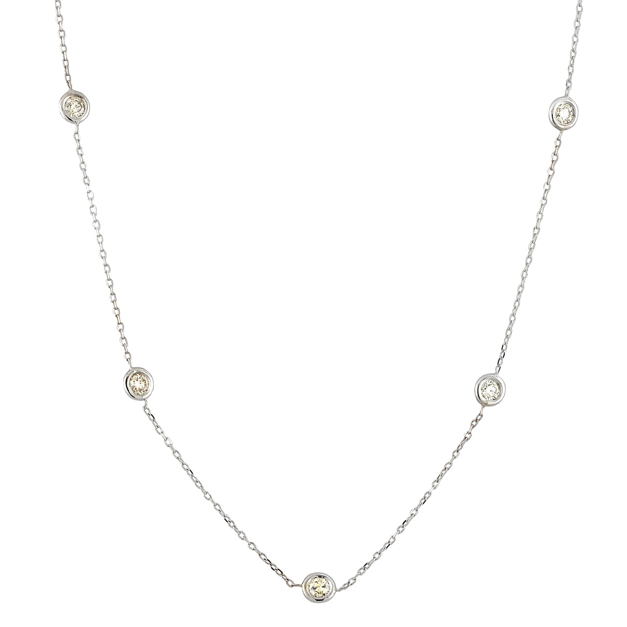 14K White Gold 1 ctw Bezel Set Diamond Necklace 31000985 | Shin Brothers*