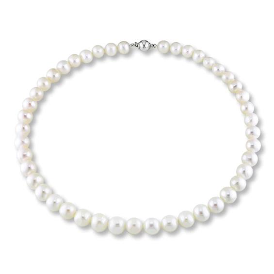 18" Cultured Pearl Necklace with White Gold Clasp 32000628 | Shin Brothers*