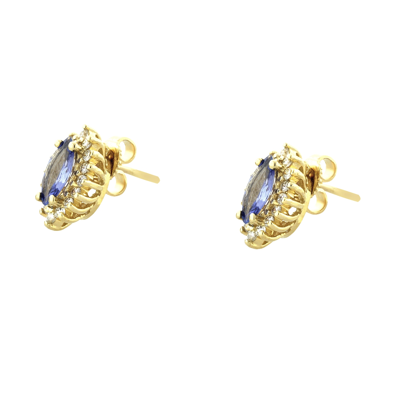 14K Yellow Gold Marquise Tanzanite Stud Earrings with Diamond Accents 42003211 | Shin Brothers*