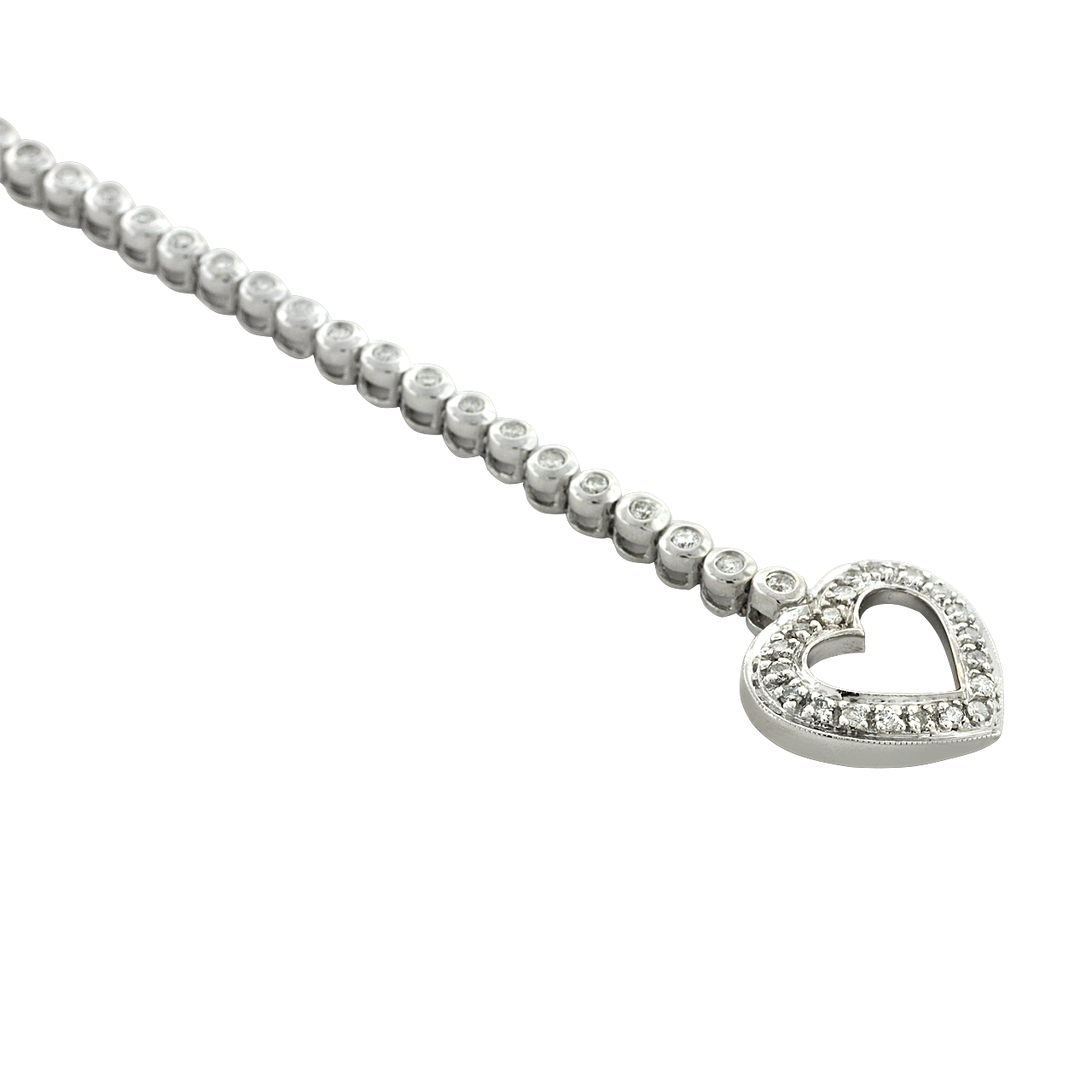 14K White Gold 1.00 ctw Diamond Heart Clasp Bracelet 21000815 | Shin Brothers*