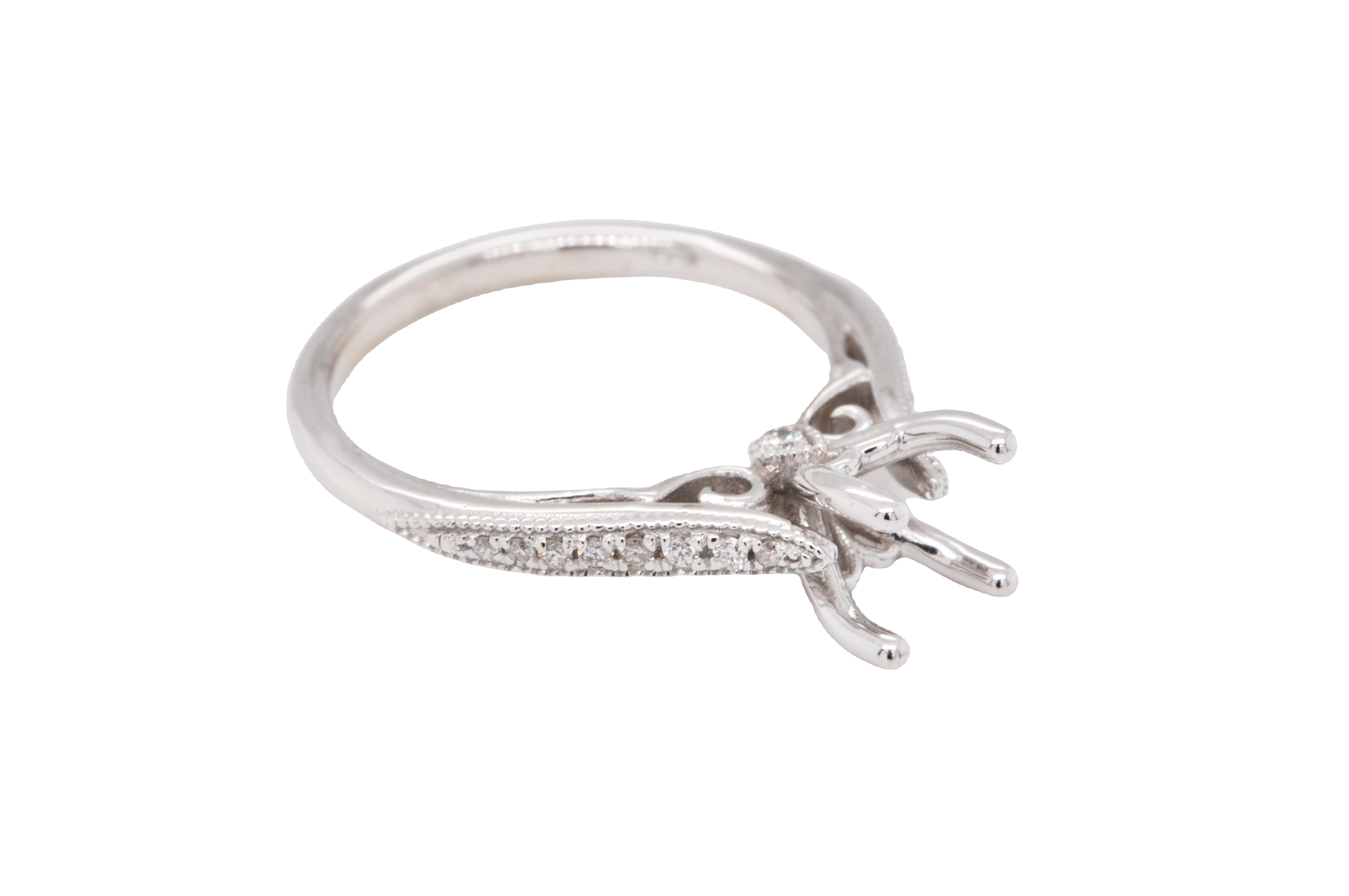 14K White Gold Princess Cut Engagement Ring Setting with Side Diamonds 11006582 | Shin Brothers* 14K White Gold Princess Cut Engagement Ring Setting with Side Diamonds 11006582 | Shin Brothers*
