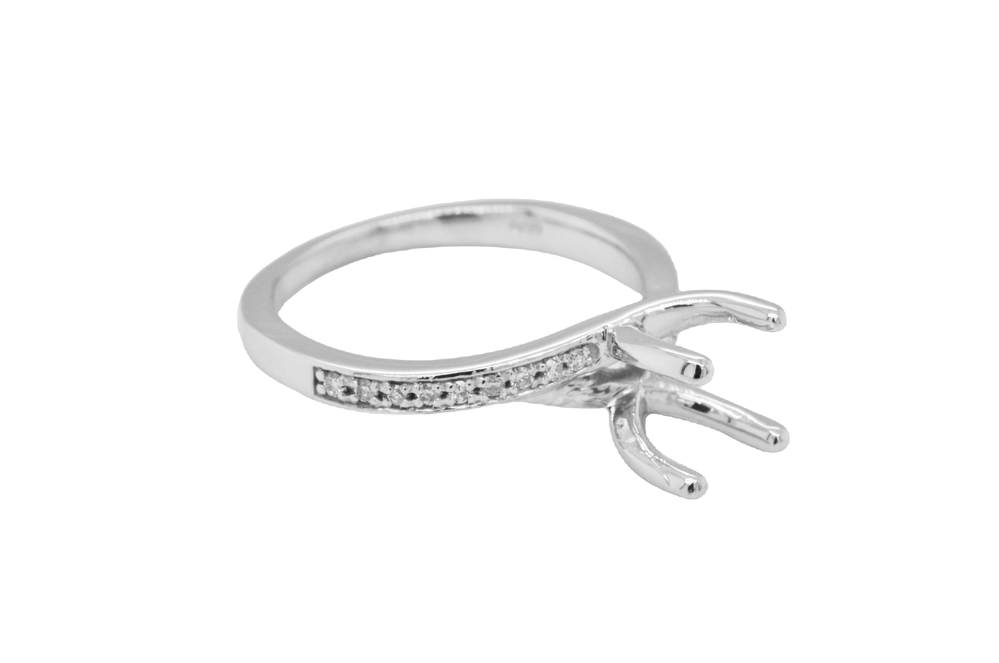 14K White Gold Engagement Ring Setting with Side Diamonds 11006581 | Shin Brothers* 14K White Gold Engagement Ring Setting with Side Diamonds 11006581 | Shin Brothers*