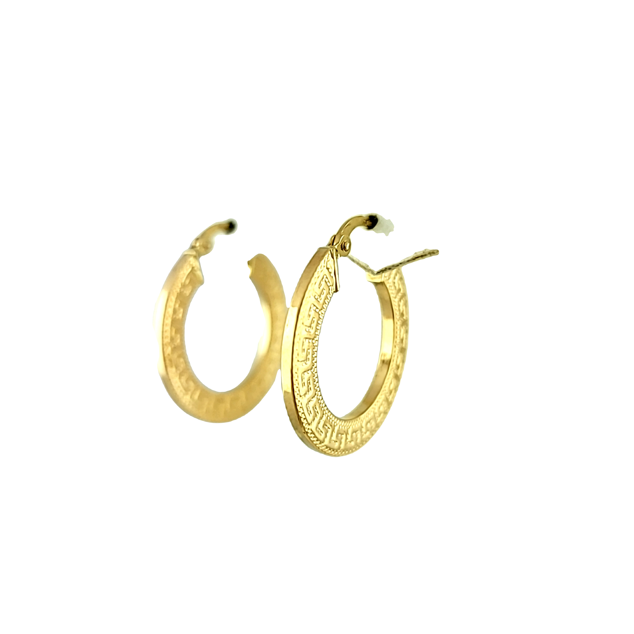 14K Yellow Gold Greek Key Hoop Earrings 40002894 | Shin Brothers* 14K Yellow Gold Greek Key Hoop Earrings 40002894 | Shin Brothers*