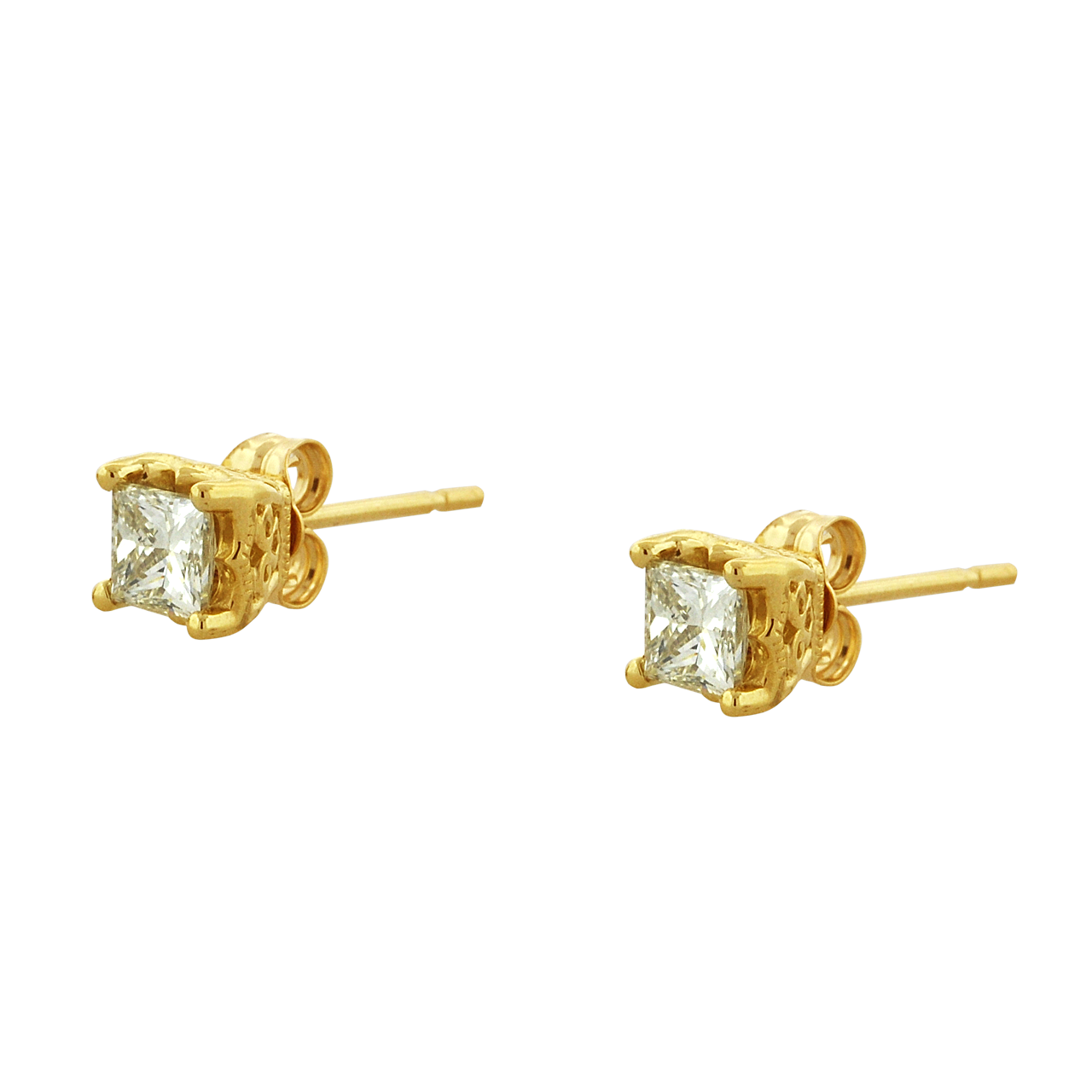 14K Yellow Gold 0.80-carat Princess Cut Diamond Stud Earrings 41002483 | Shin Brothers* 14K Yellow Gold 0.80-carat Princess Cut Diamond Stud Earrings 41002483 | Shin Brothers*
