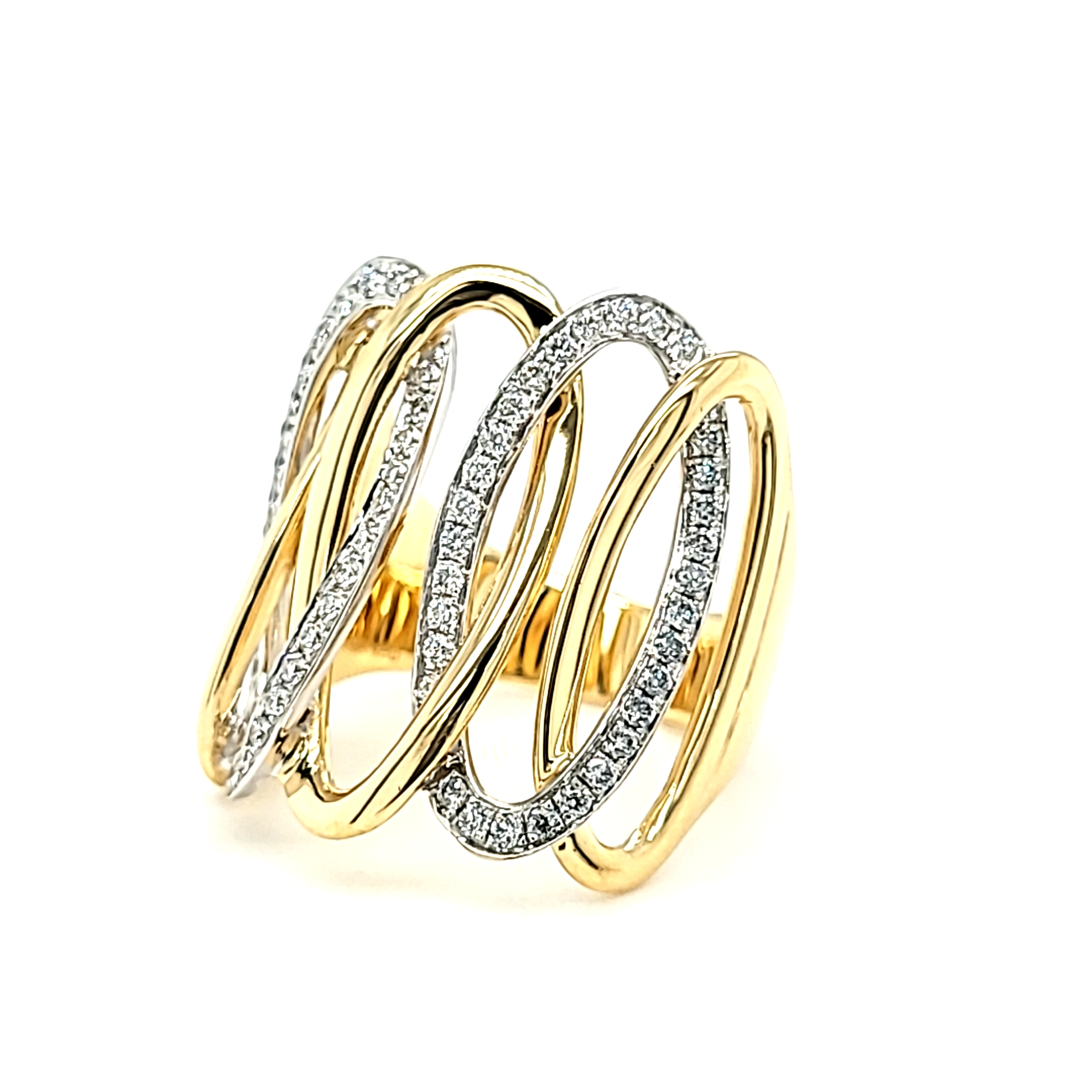 18K Yellow/White Gold Fancy Interlock Diamond Ring 11006653  | Shin Brothers* 