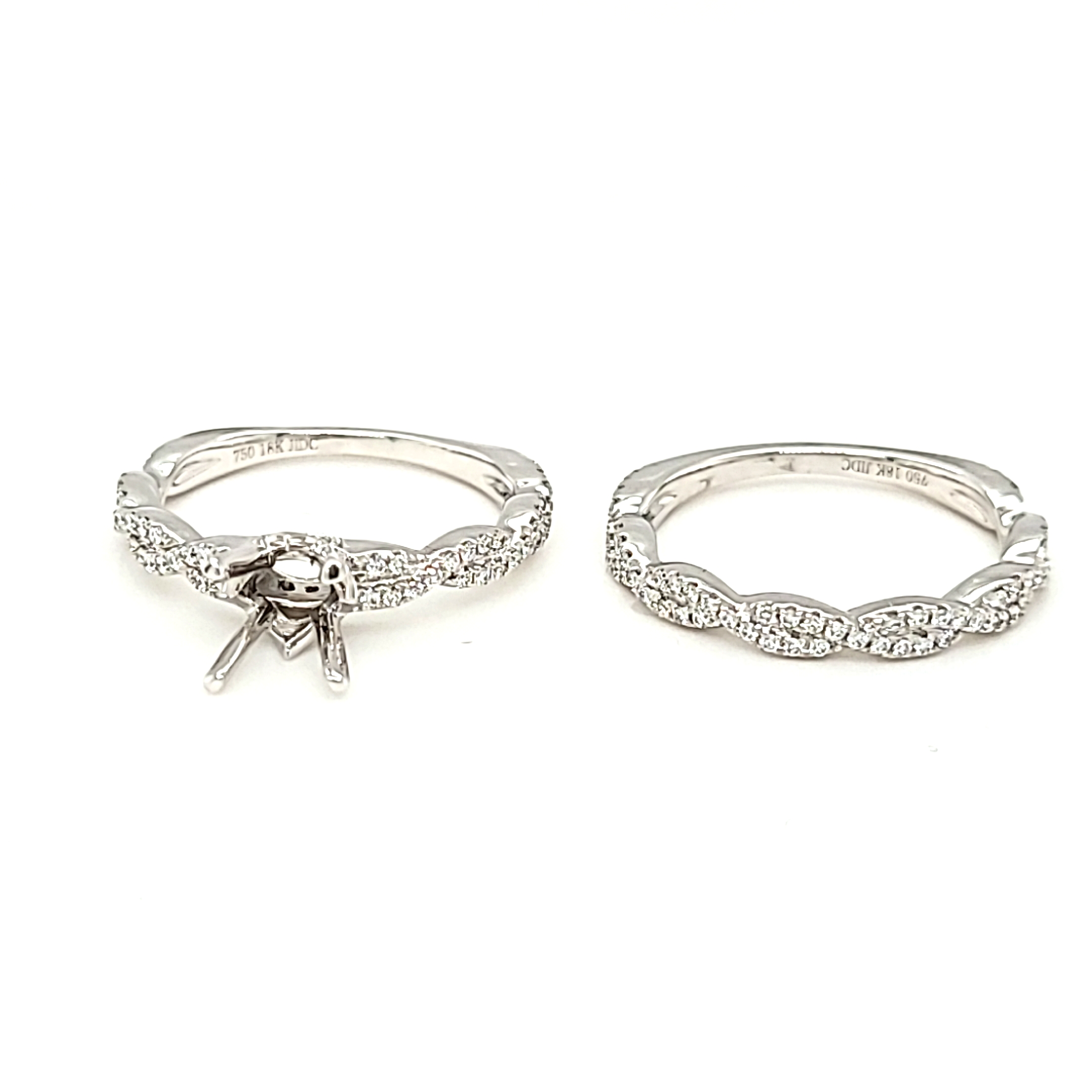 18K White Gold Diamond Engagement Ring Setting/Wedding Band Set 11005832 | Shin Brothers* 18K White Gold Diamond Engagement Ring Setting/Wedding Band Set 11005832 | Shin Brothers*
