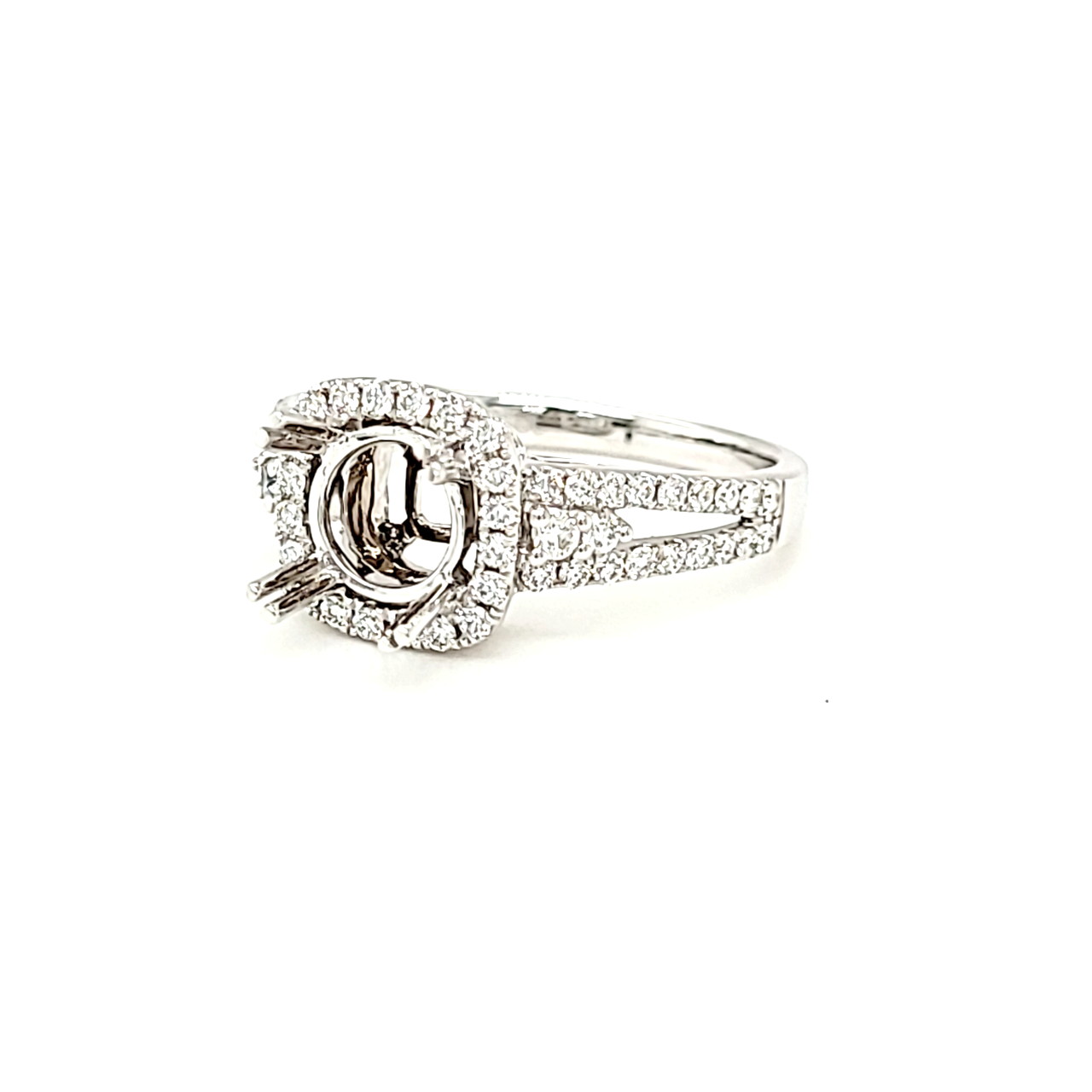 14K White Gold Engagement Ring Setting with 2/3 ctw Side Diamonds 11006650 | Shin Brothers* 14K White Gold Engagement Ring Setting with 2/3 ctw Side Diamonds 11006650 | Shin Brothers*