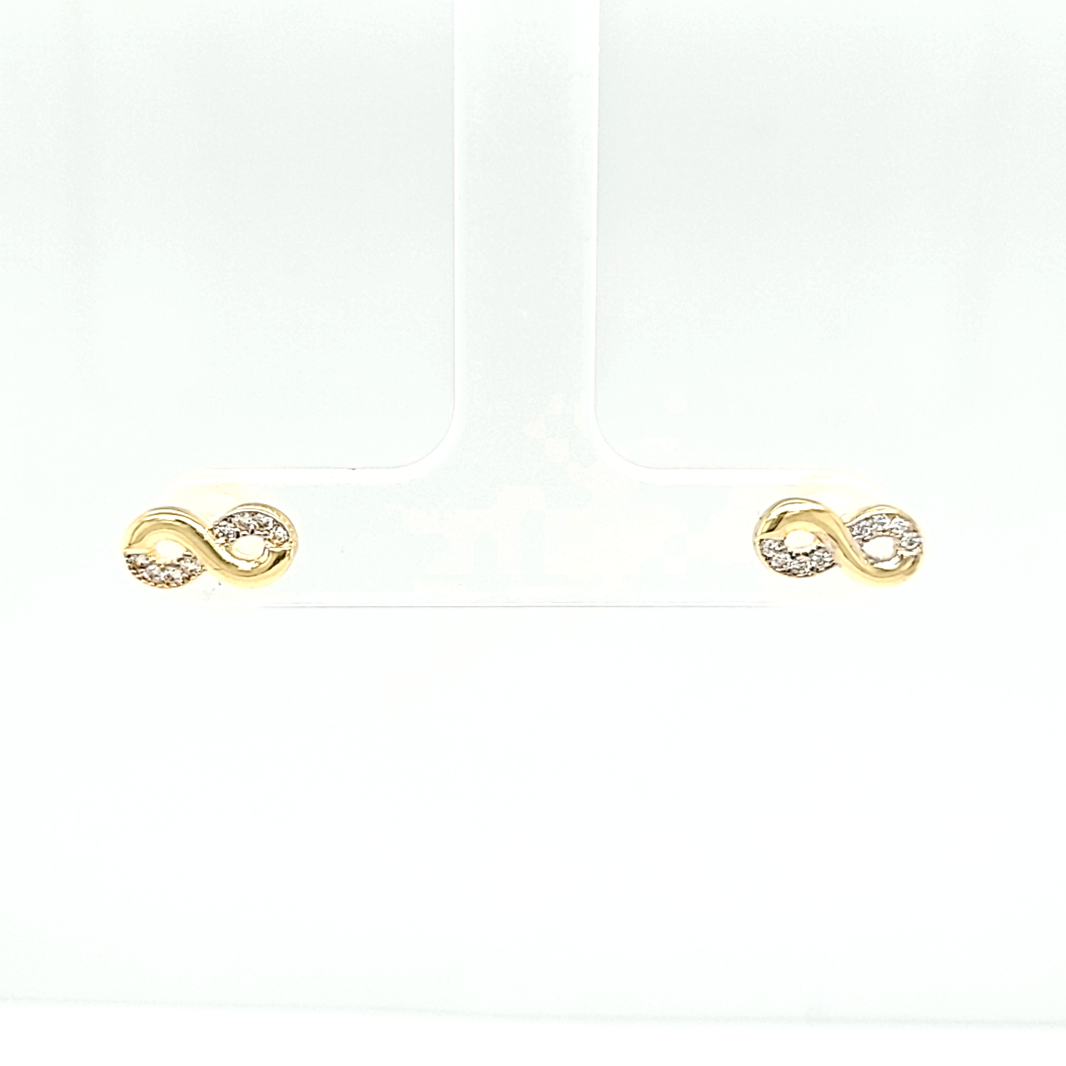 14K Yellow Gold CZ Infinity Stud Earrings 42003233 | Shin Brothers* 14K Yellow Gold CZ Infinity Stud Earrings 42003233 | Shin Brothers*