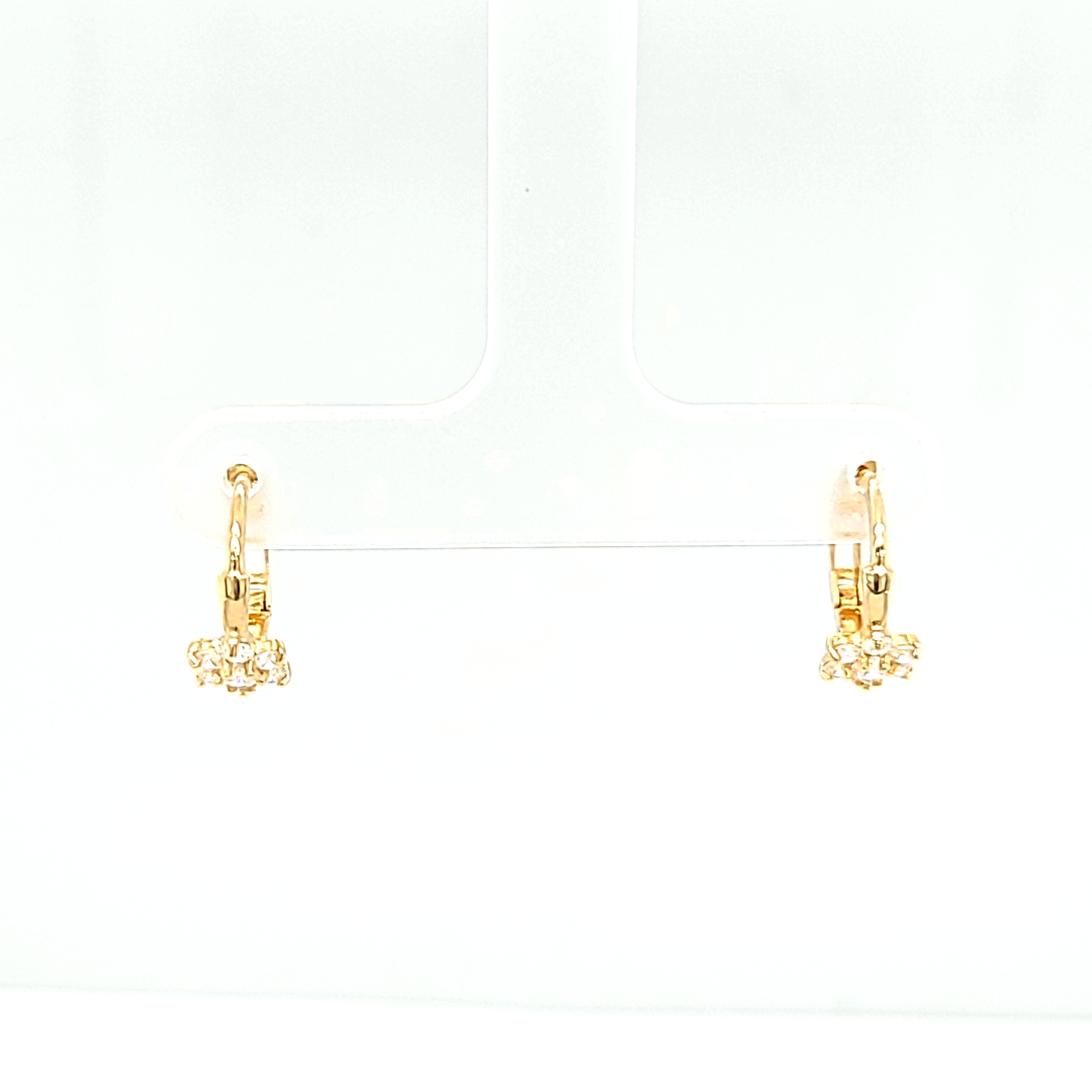 14K Yellow Gold CZ Flower Huggie Earrings 42003238 | Shin Brothers* 14K Yellow Gold CZ Flower Huggie Earrings 42003238 | Shin Brothers*