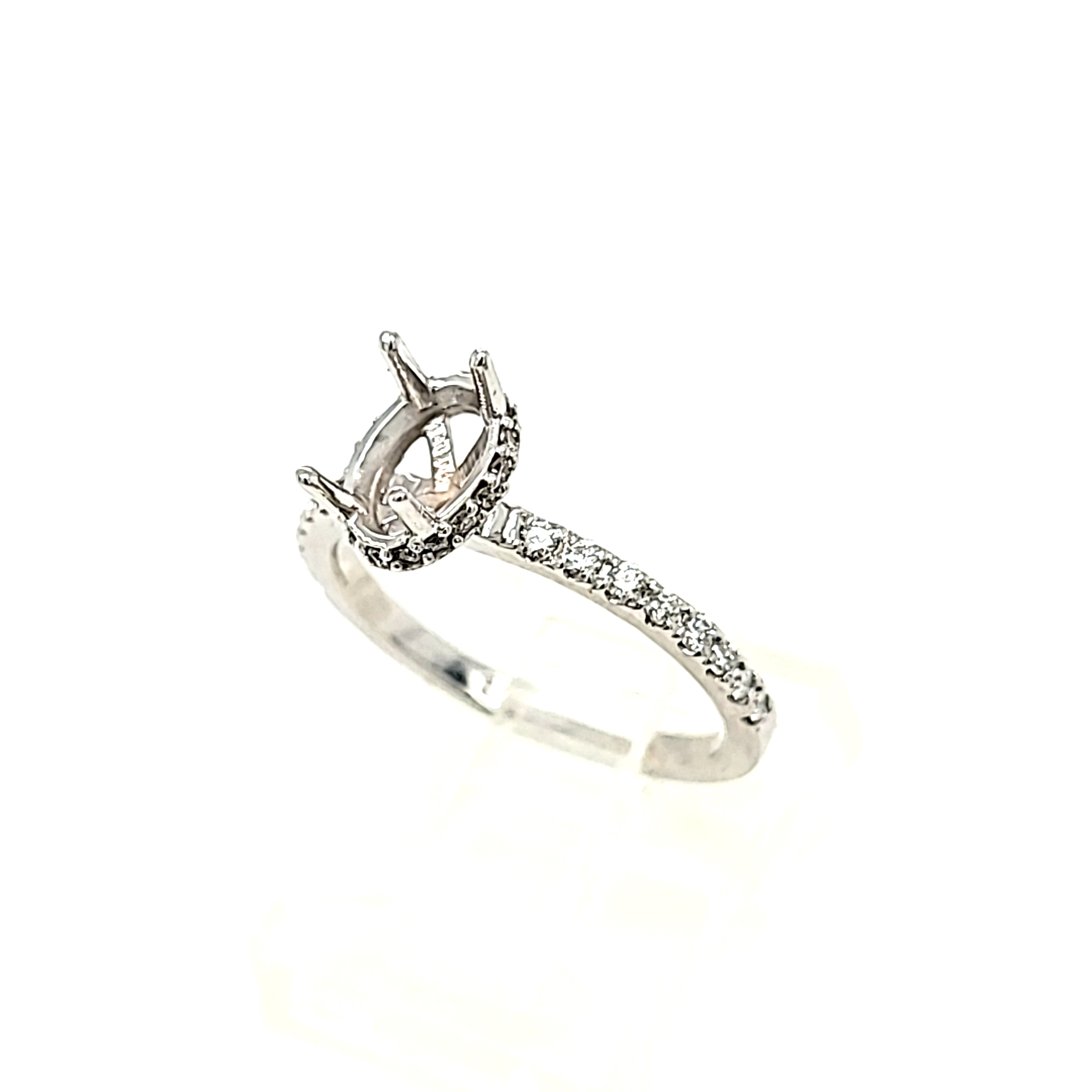 14K White Gold Oval Engagement Ring Setting with Diamond Accents 11006676 | Shin Brothers* 14K White Gold Oval Engagement Ring Setting with Diamond Accents 11006676 | Shin Brothers*