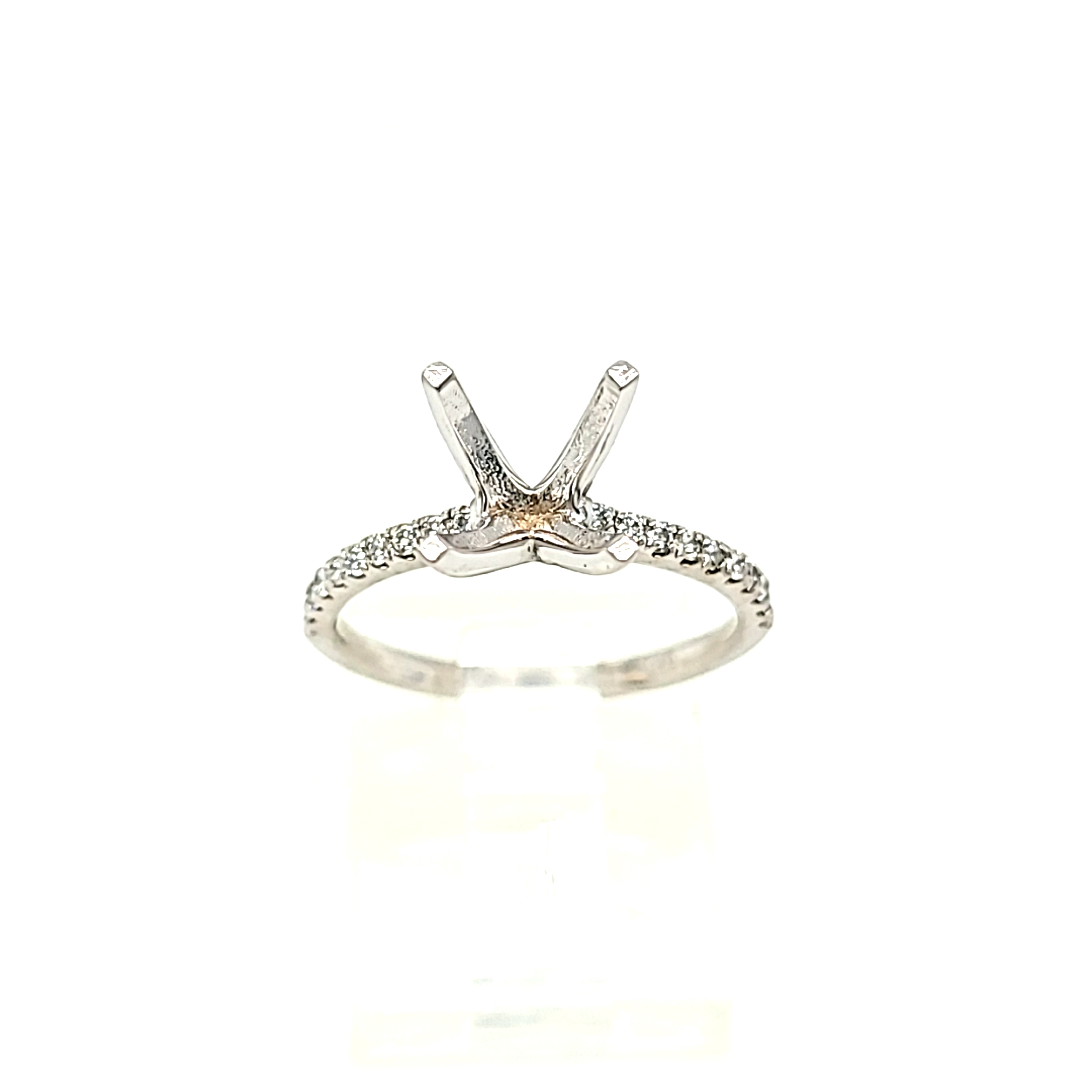 14K White Gold Engagement Ring Prong Setting with Side Diamonds 11006677 | Shin Brothers* 14K White Gold Engagement Ring Prong Setting with Side Diamonds 11006677 | Shin Brothers*