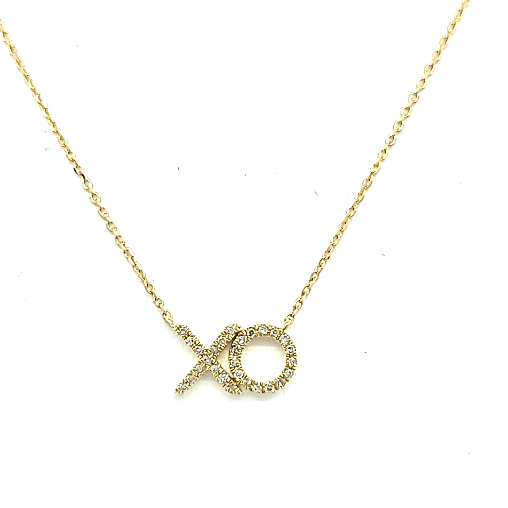 NK10223-1YSC-Diamond XO Necklace - 1/14 ctw-SVS Fine Jewelry