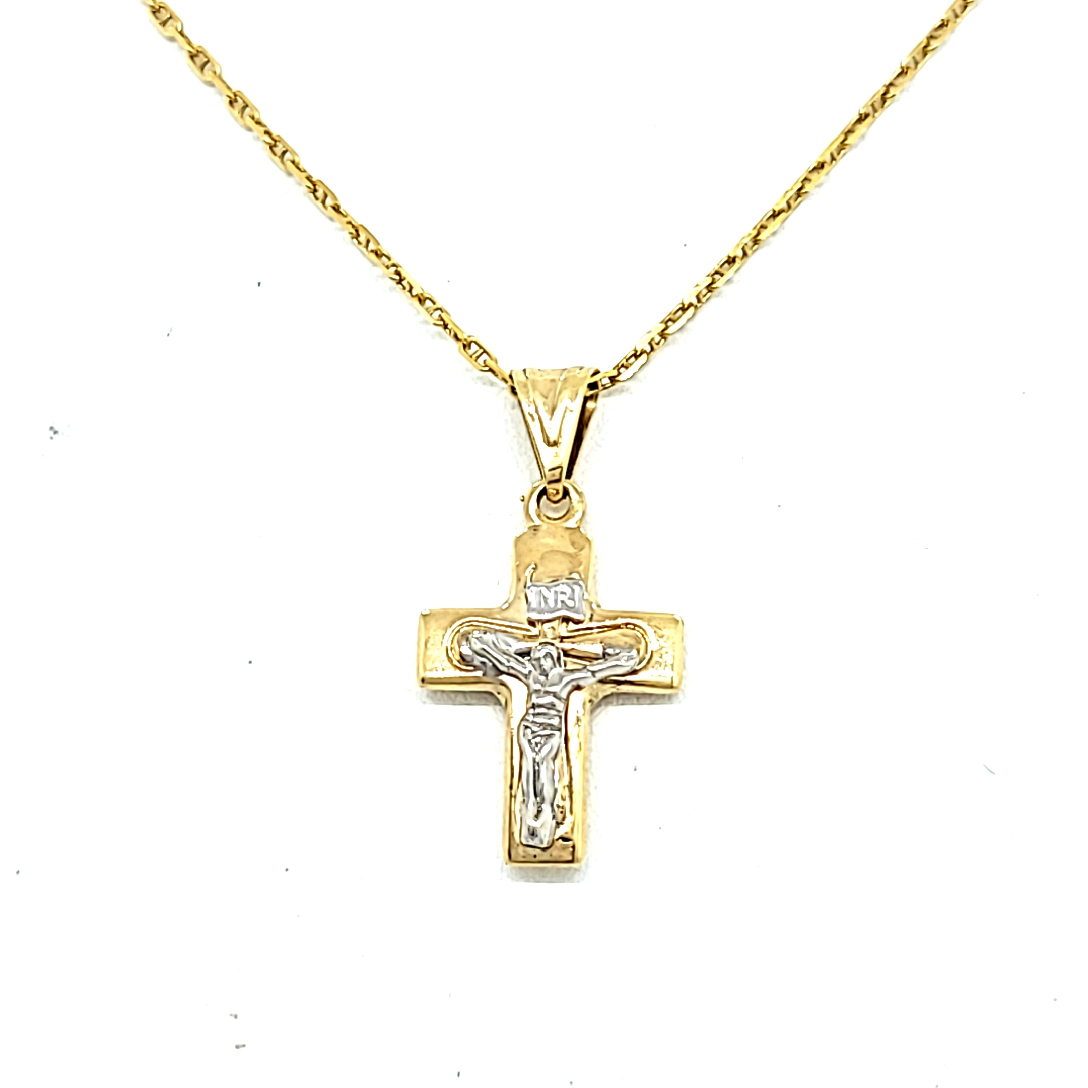 14K Two Tone Gold Crucifix Necklace 30003963 | Shin Brothers*