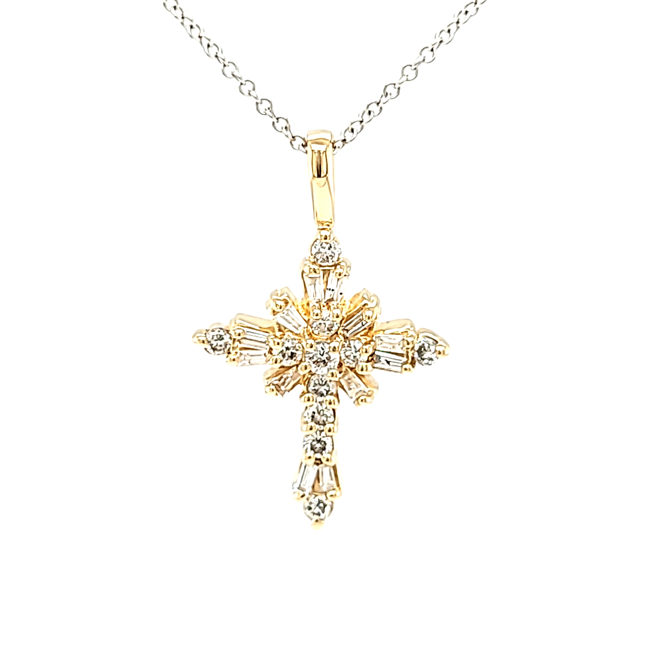 14K Yellow Gold Diamond Cross Charm 51002058 | Shin Brothers* 14K Yellow Gold Diamond Cross Charm 51002058 | Shin Brothers*