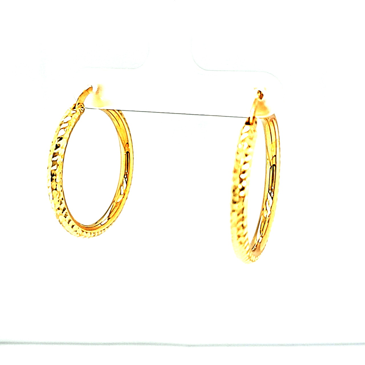 14K Yellow Gold Diamond Cut Hoop Earrings 40002935 | Shin Brothers* 14K Yellow Gold Diamond Cut Hoop Earrings 40002935 | Shin Brothers*