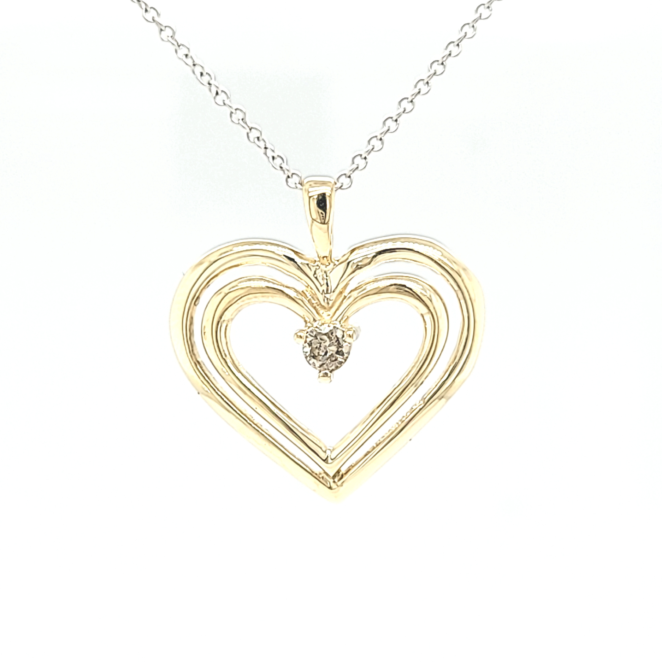 10K Yellow Gold Double Heart Charm w/ Diamonds 59000235 | Shin Brothers* 10K Yellow Gold Double Heart Charm w/ Diamonds 59000235 | Shin Brothers*