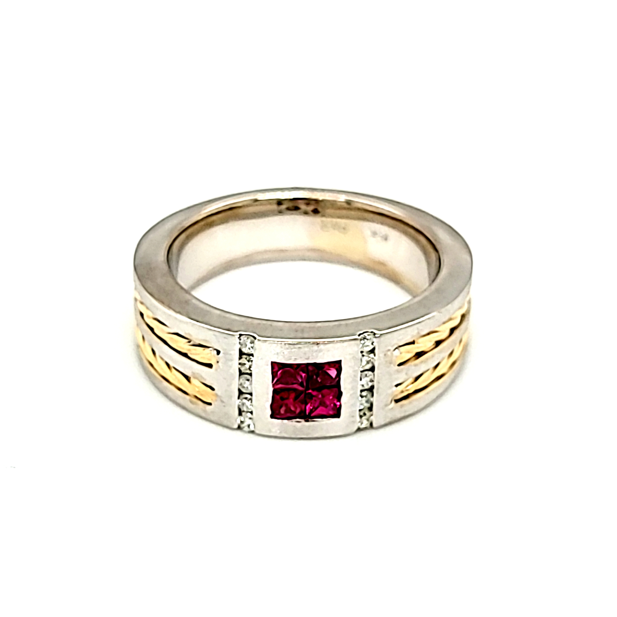 14K White and Yellow Gold Ruby and Diamond Band 12002937 | Shin Brothers* 14K White and Yellow Gold Ruby and Diamond Band 12002937 | Shin Brothers*
