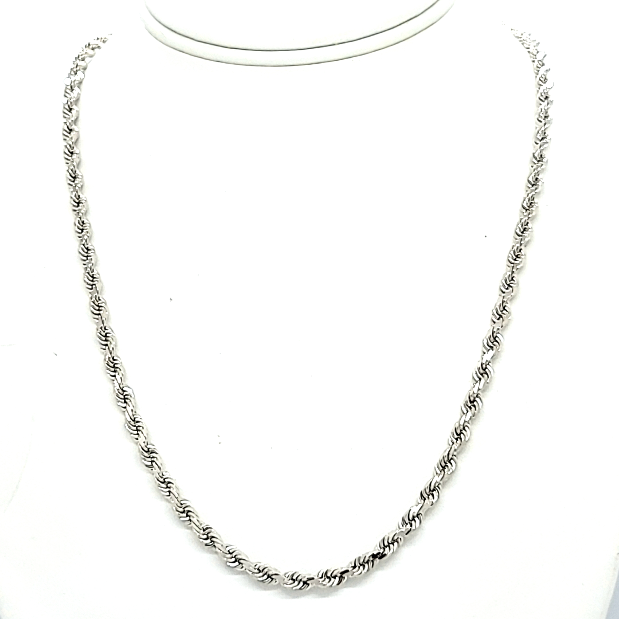10K White Gold Diamond-Cut Rope Chain 39000220 | Shin Brothers*