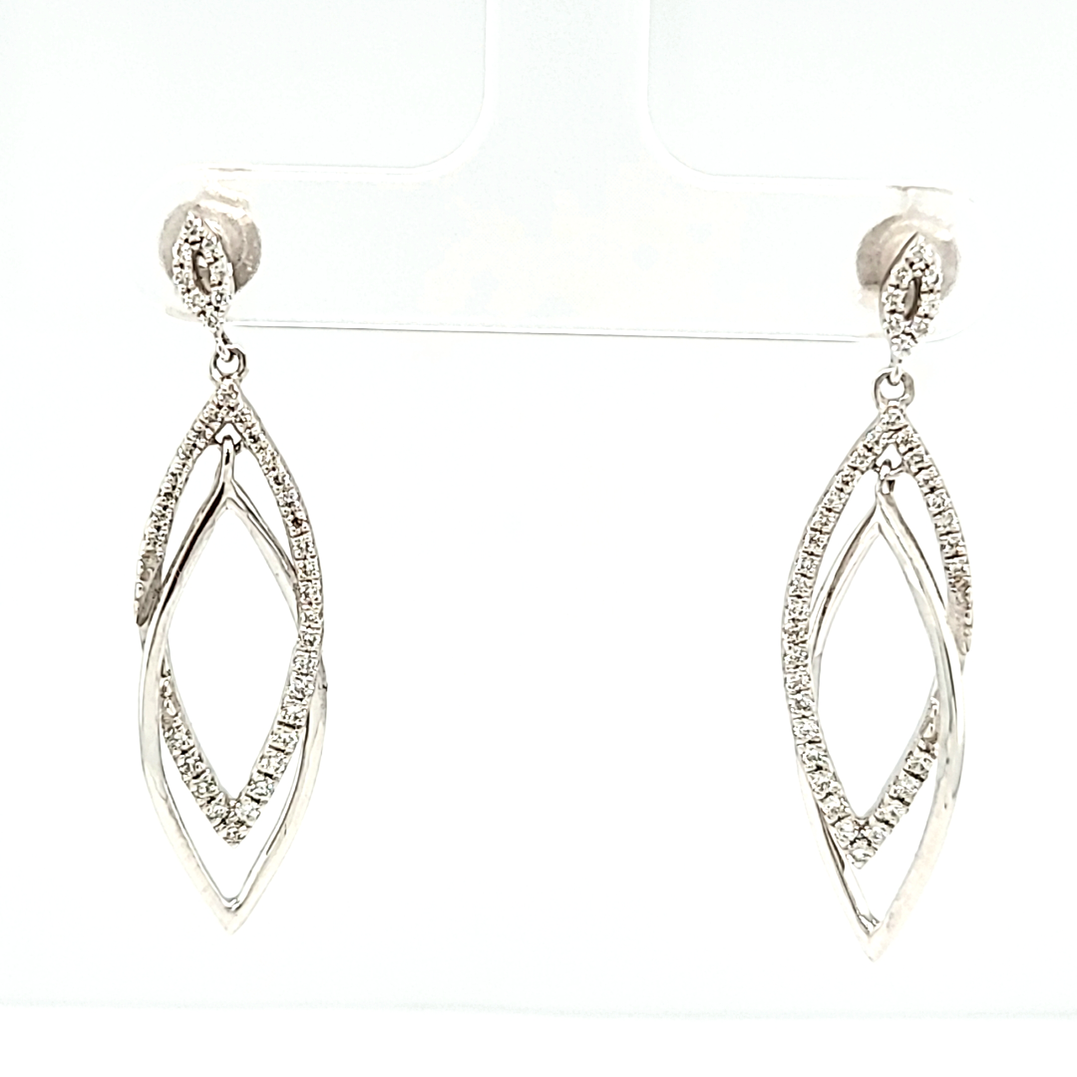 14K White Gold Diamond Double Ellipse Drop Earrings 41002512 | Shin Brothers*