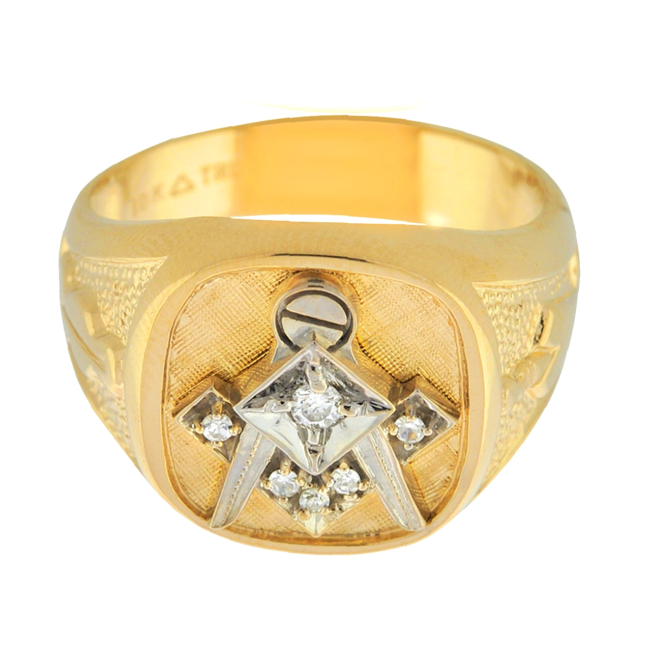 10K Two Tone Gold Masonic Ring with 1/10 ctw Diamonds 11006545 | Shin Brothers*