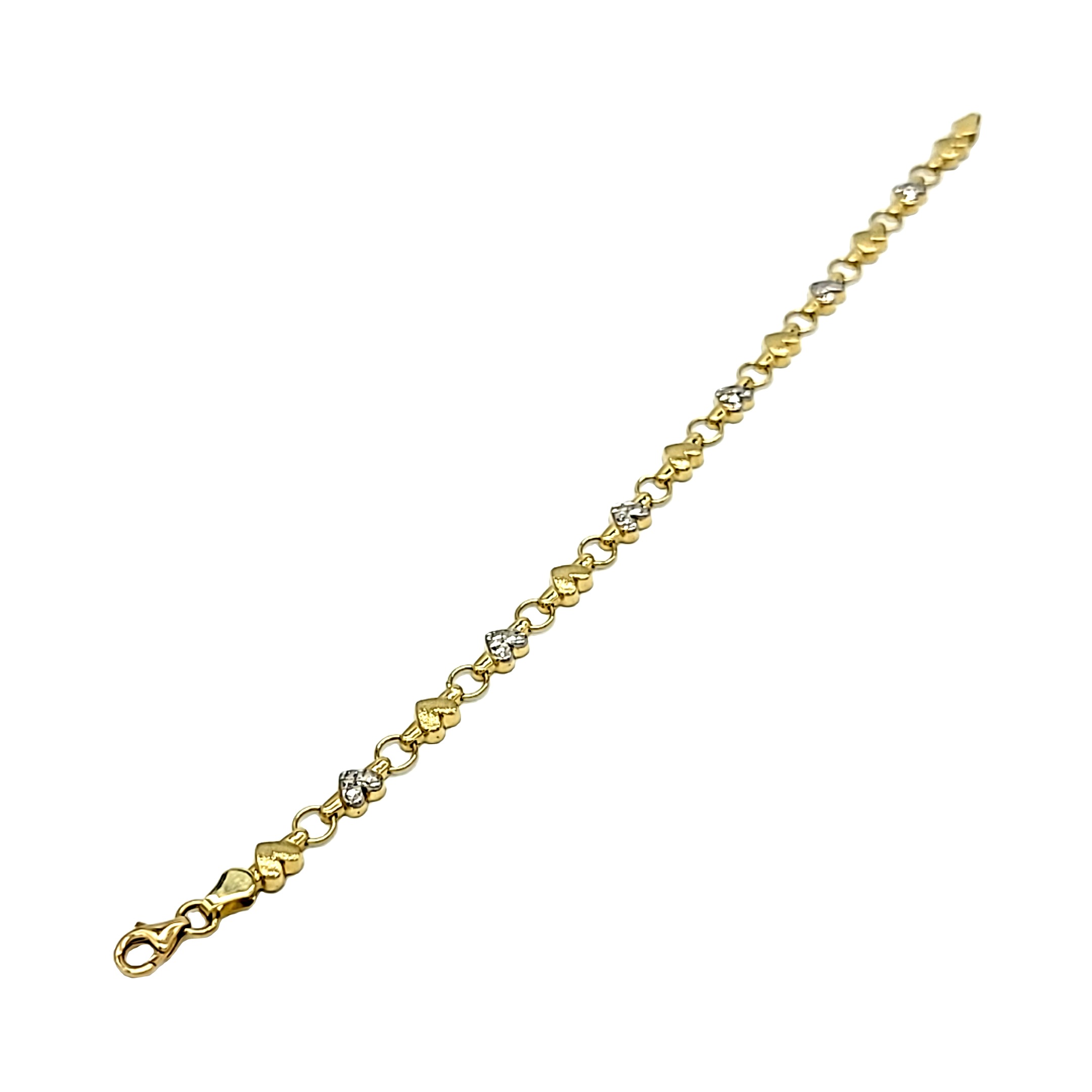 14K Two Tone Gold Hearts & Circles Bracelet 20001932 | Shin Brothers* 14K Two Tone Gold Hearts & Circles Bracelet 20001932 | Shin Brothers*