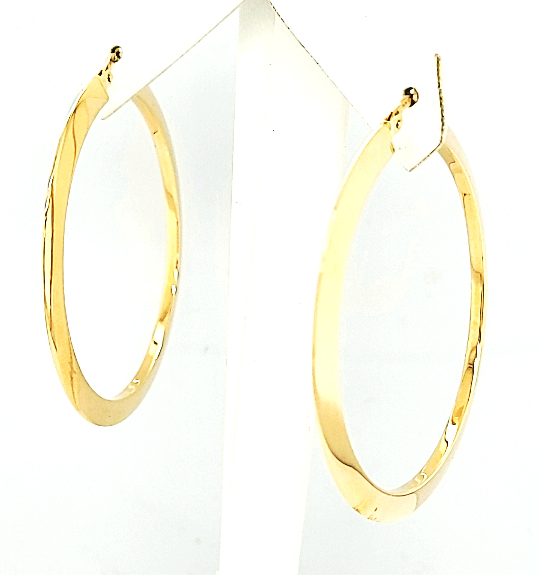  14K Yellow Gold Plain Flat Hoop Earrings 40002951 | Shin Brothers** 