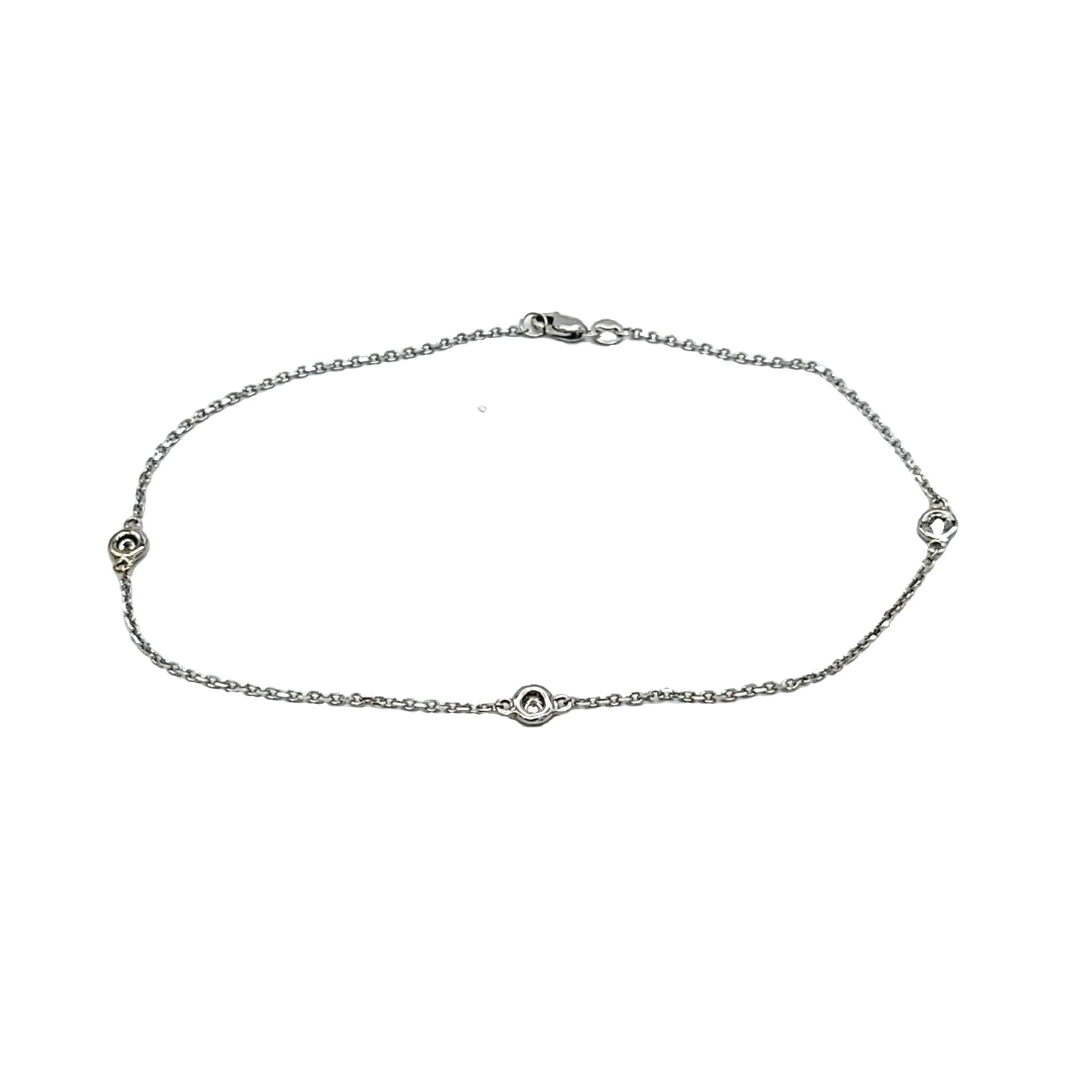 14K White Gold Bezel Set Diamond 10" Anklet 21000847 | Shin Brothers*