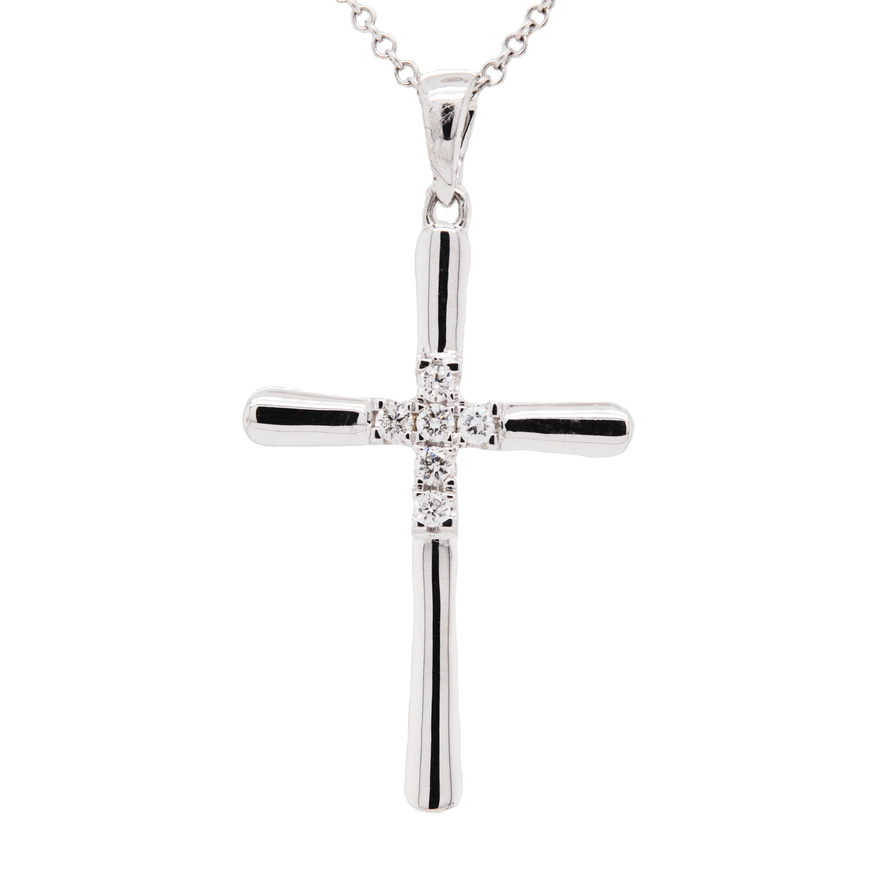 14K White Gold Diamond Cross Charm 51002080 | Shin Brothers*