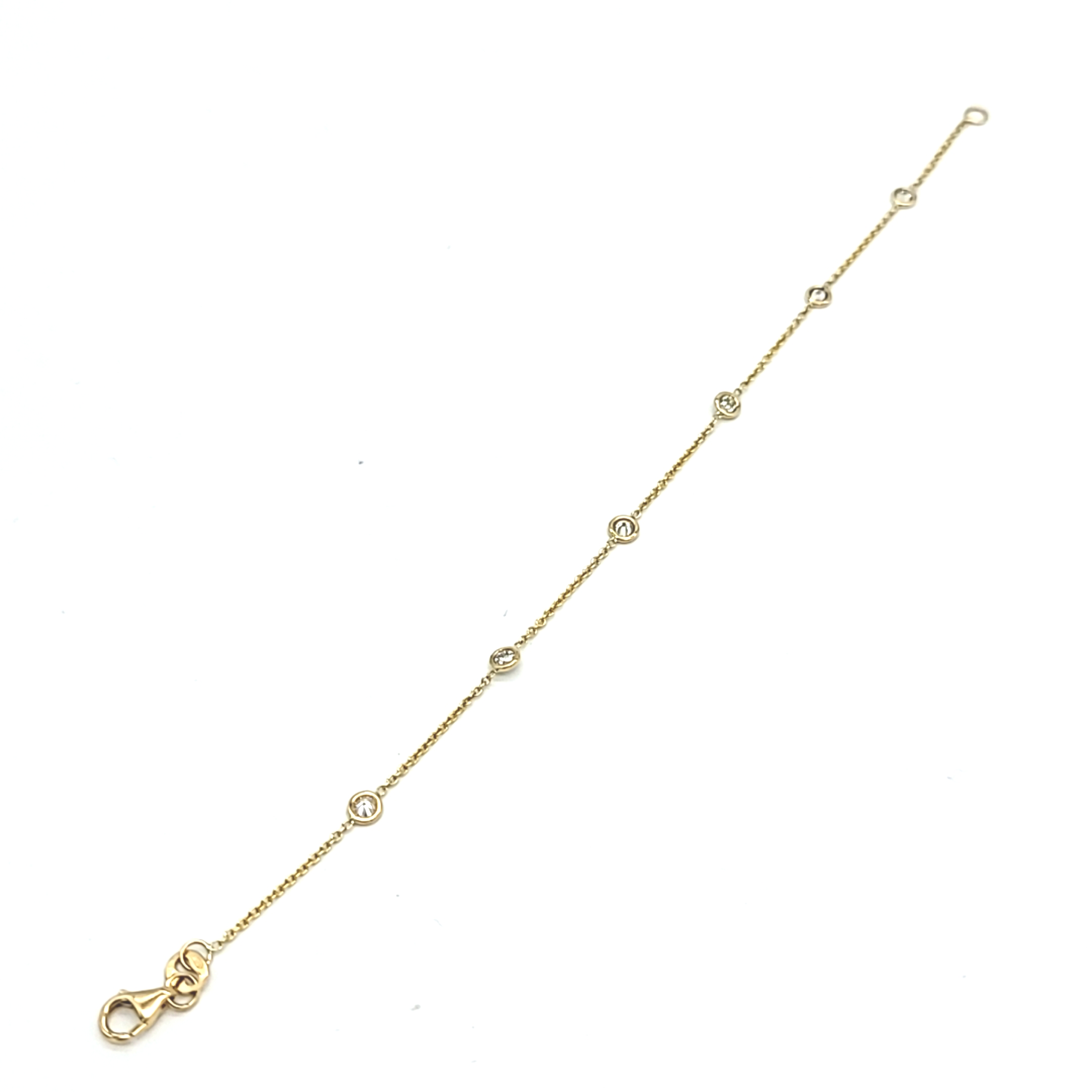14K Yellow Gold Bezel Set Diamond By The Yard Anklet 21000844 | Shin Brothers* 14K Yellow Gold Bezel Set Diamond By The Yard Anklet 21000844 | Shin Brothers*