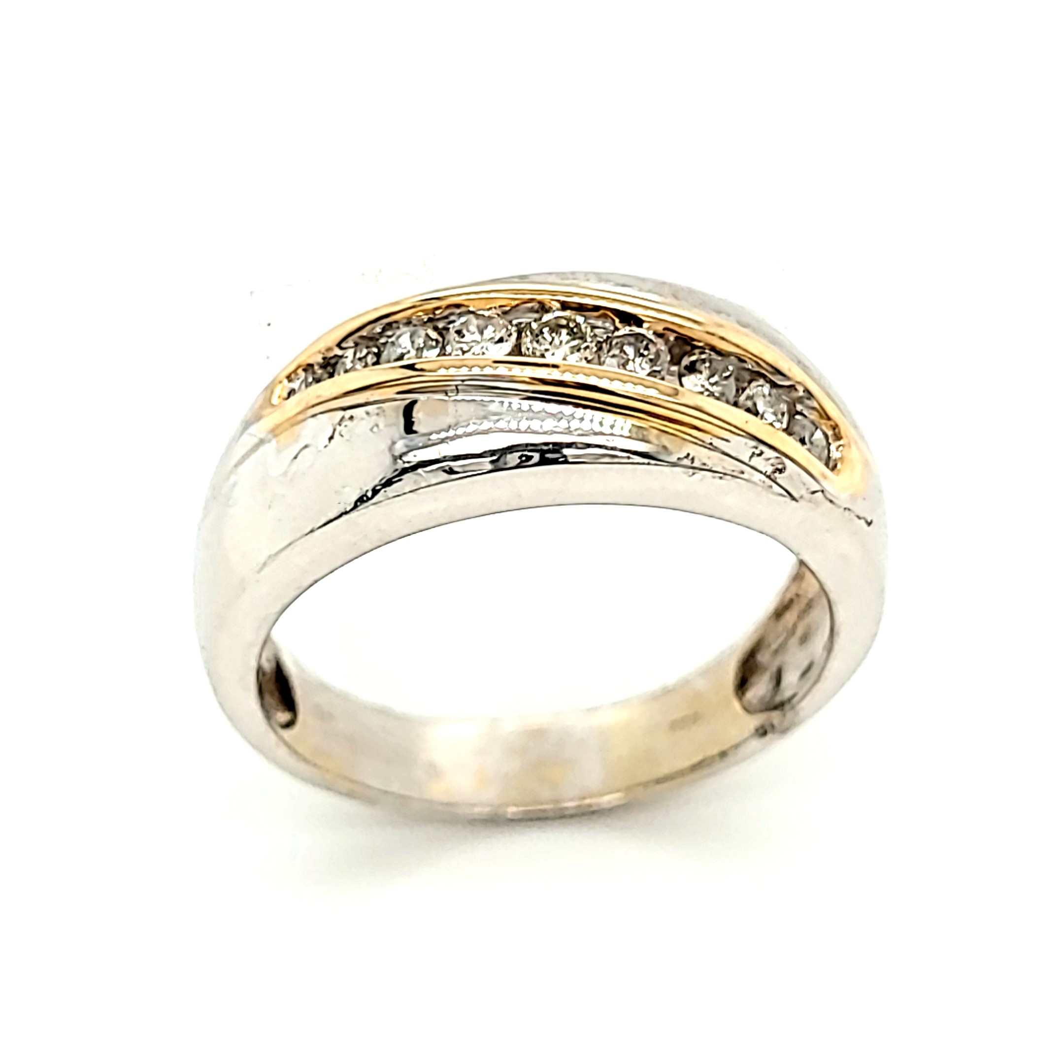 14K Two Tone Gold Diamond Wedding Band 11006710 | Shin Brothers* 14K Two Tone Gold Diamond Wedding Band 11006710 | Shin Brothers*