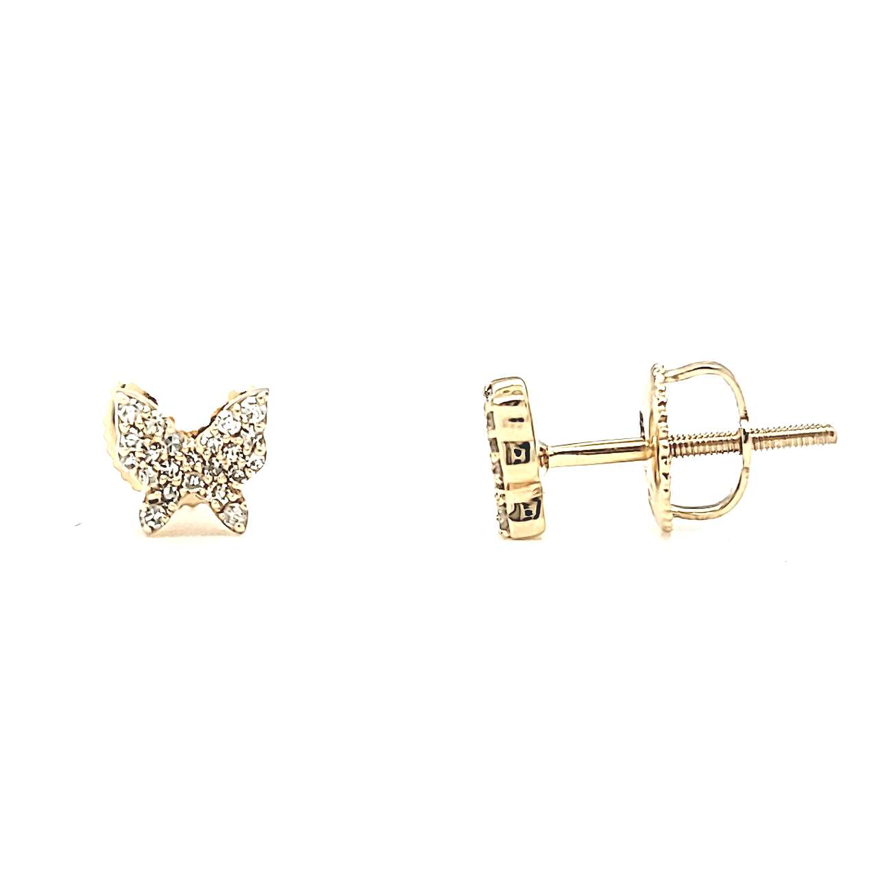 14K Yellow Gold Diamond Butterfly Stud Earrings 41002539 | Shin Brothers* 14K Yellow Gold Diamond Butterfly Stud Earrings 41002539 | Shin Brothers*
