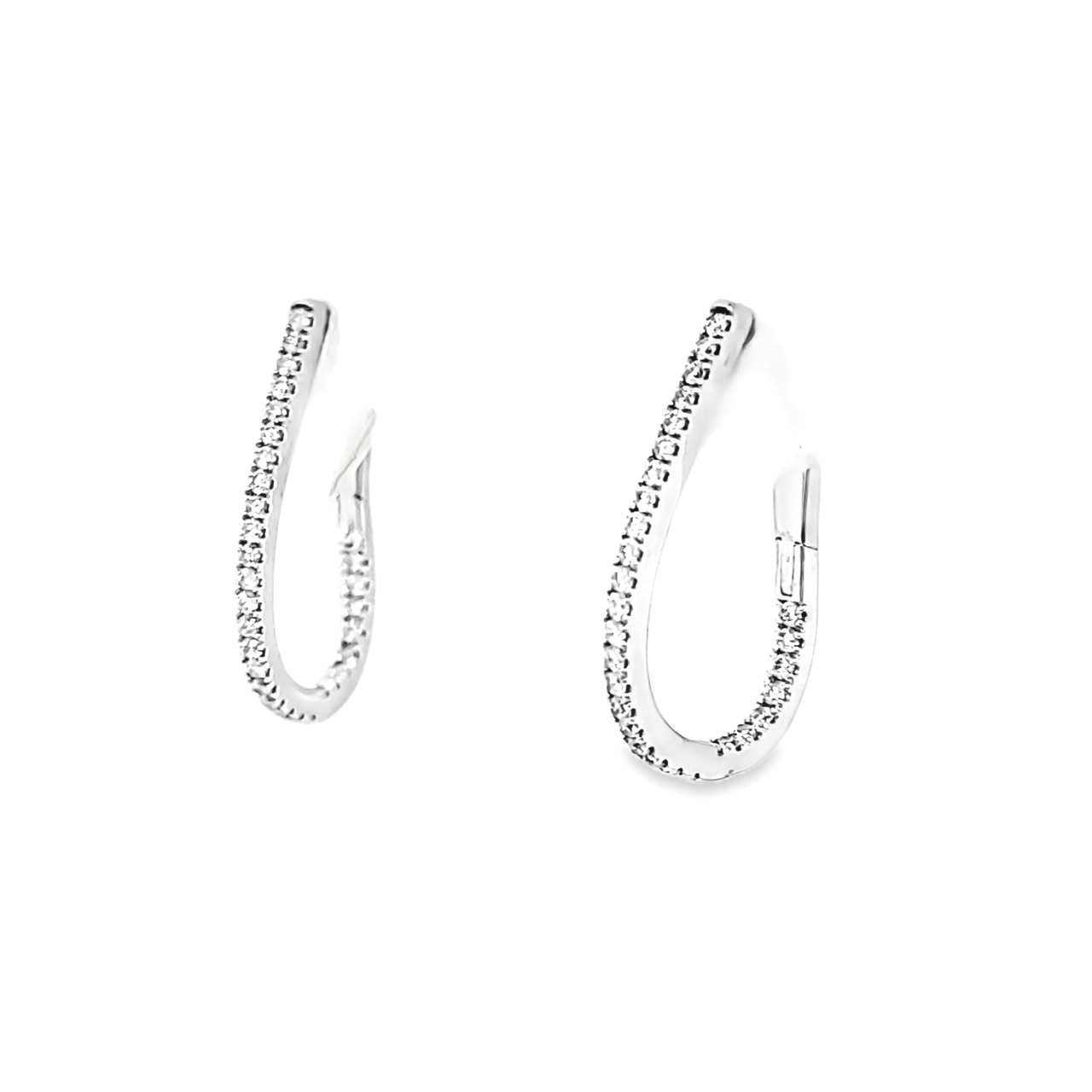 14K White Gold Diamond Horseshoe Hoop Earrings 41002494 | Shin Brothers* 14K White Gold Diamond Horseshoe Hoop Earrings 41002494 | Shin Brothers*