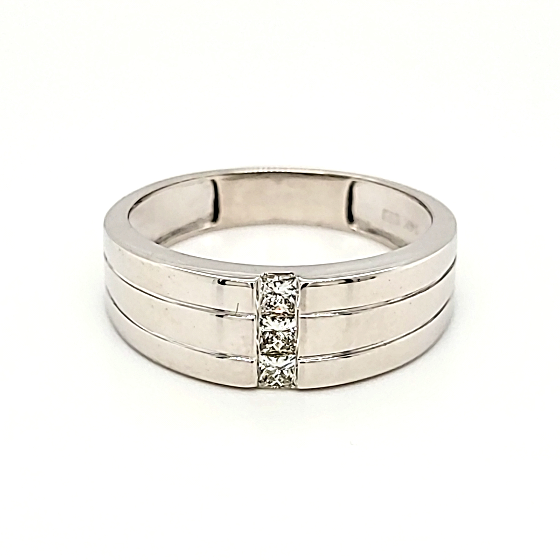 14K White Gold Triple Princess-Cut Diamond Band 11006712 | Shin Brothers*