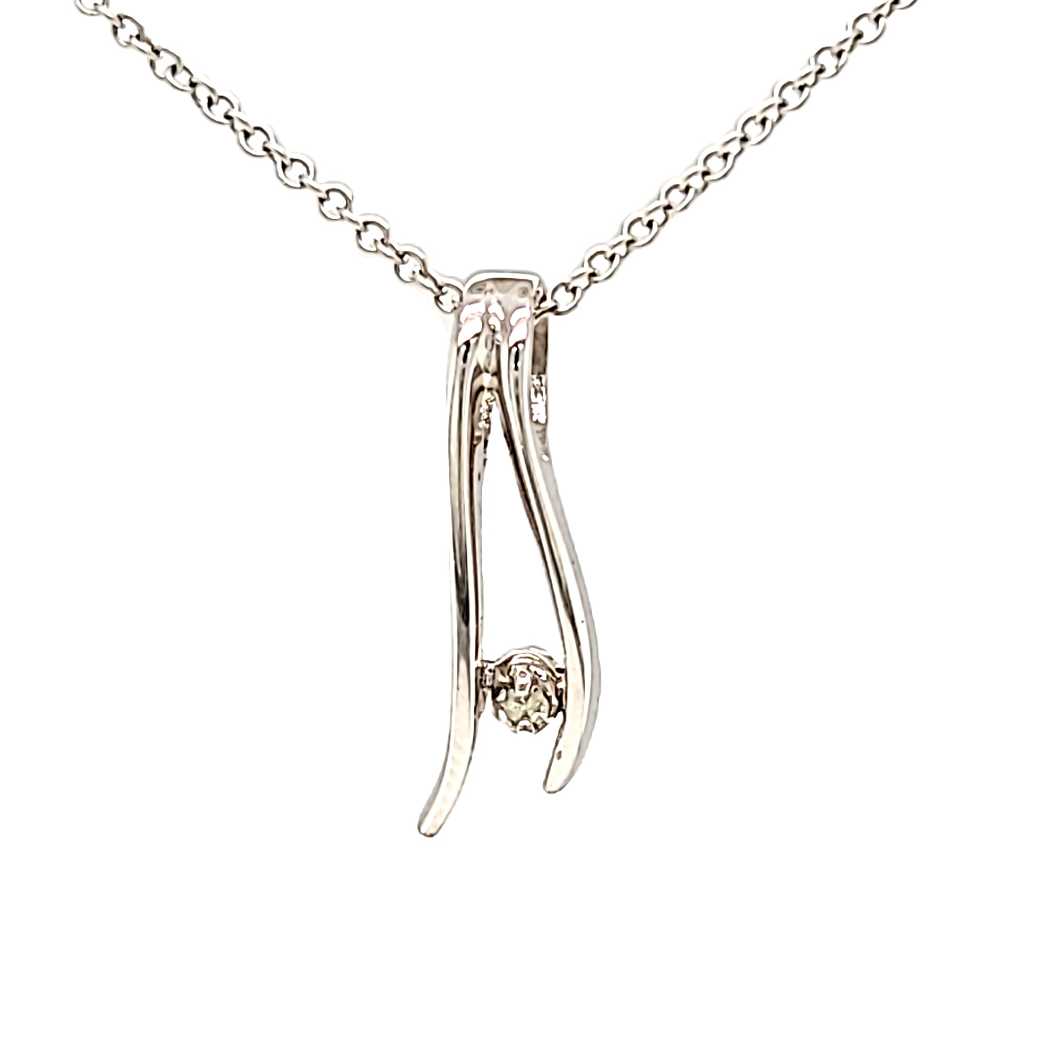 14K White Gold Single Diamond Holder Charm 51000546 | Shin Brothers*